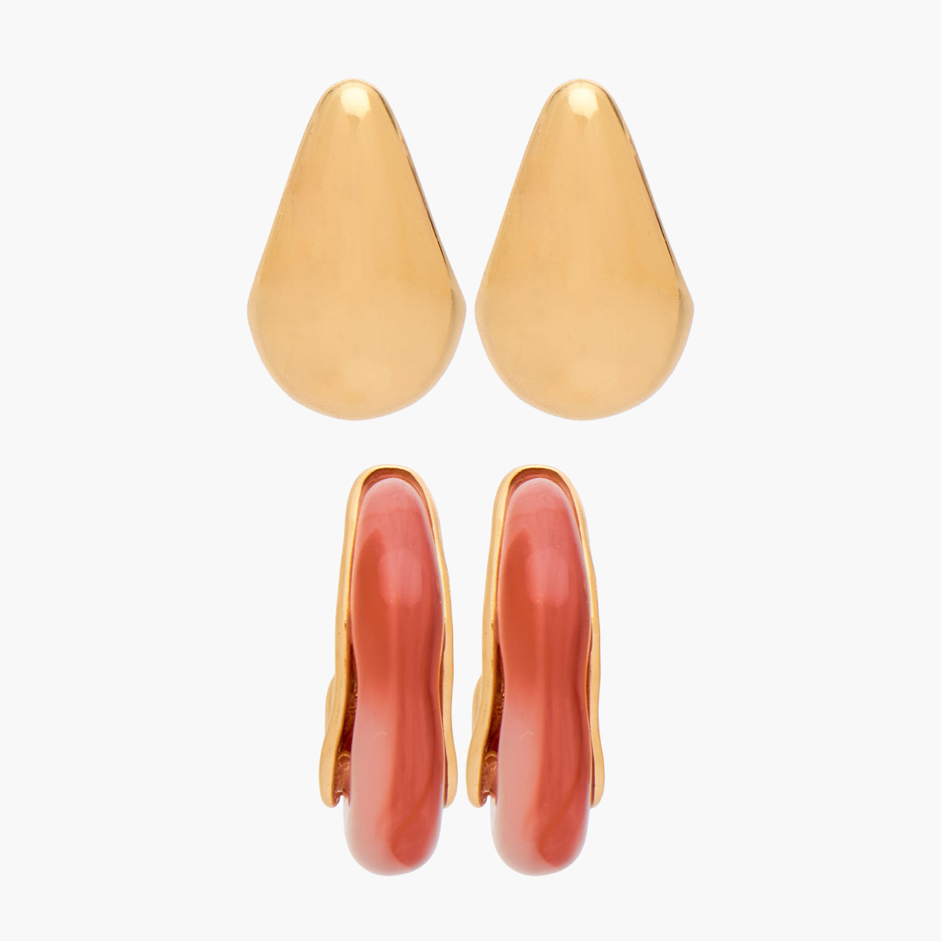 طقم من 2 أقراط حلقية بلون ذهبي ومكبس إغلاق خلفي-women-watchesandjewellery-jewellery-earrings-image-1