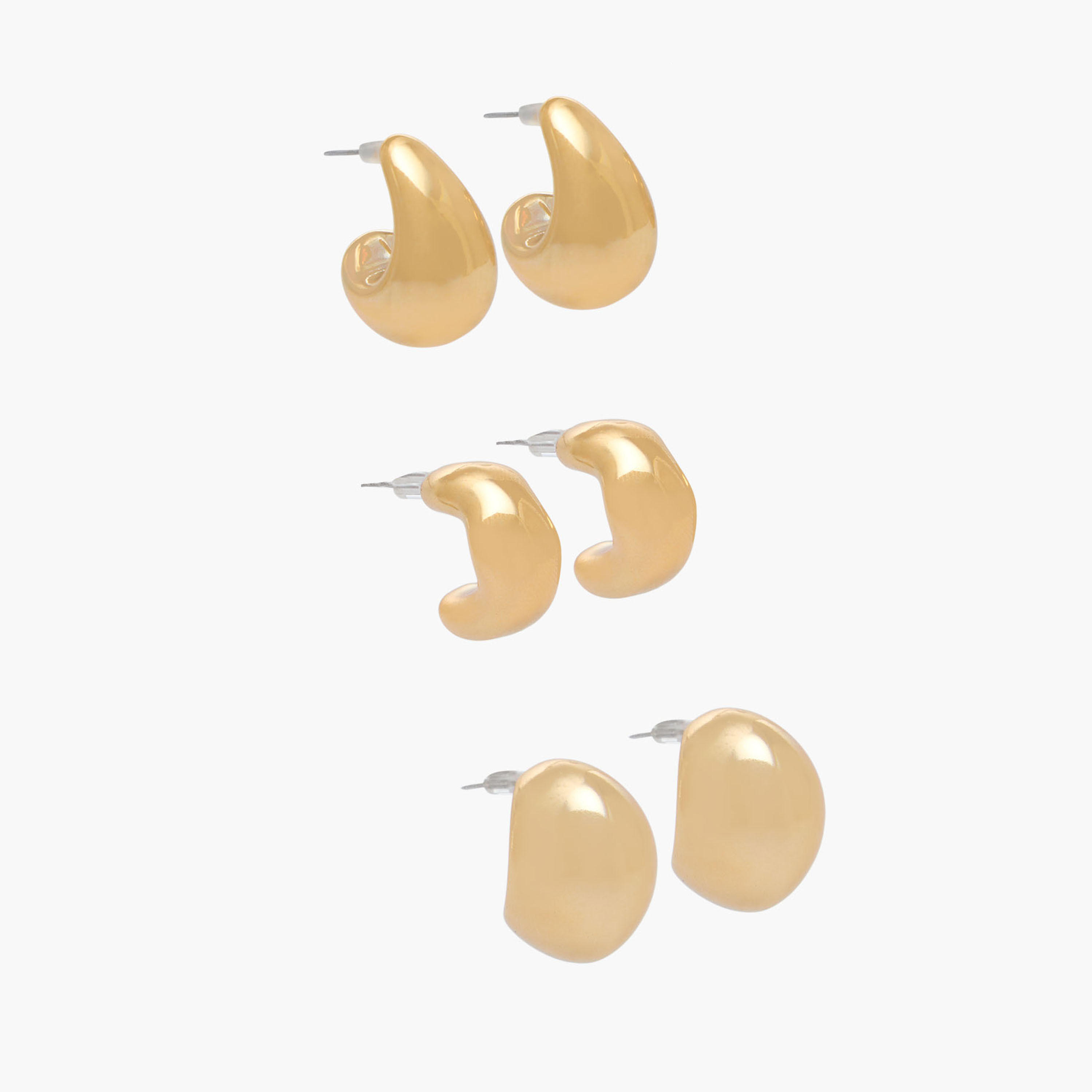 Pack of 3 Gold Tone Hoop Earrings with Pushback Closure-women-watchesandjewellery-jewellery-earrings-image-3