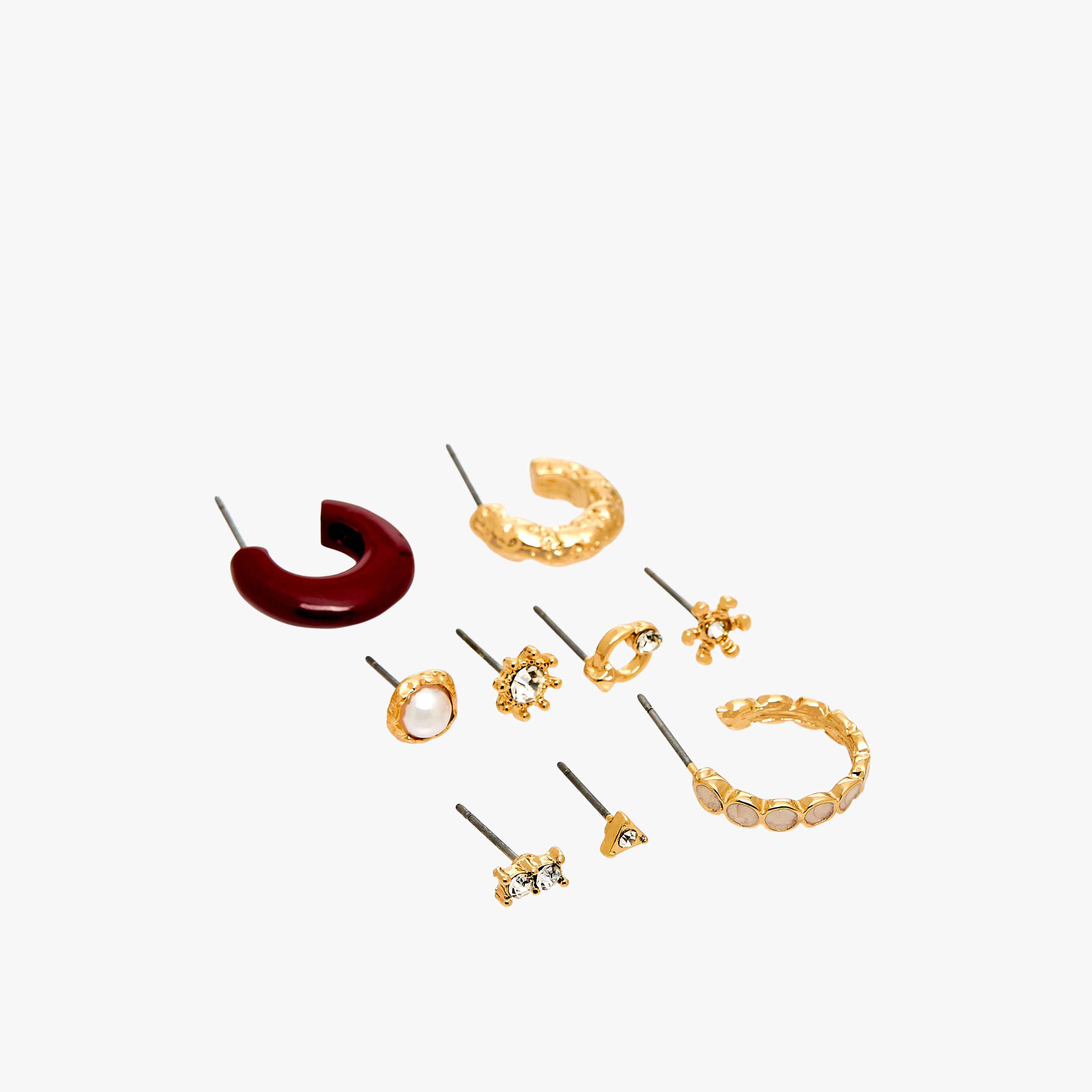 طقم أقراط ميتاليك بمكبس إغلاق خلفي 9 أزواج متنوعة-women-watchesandjewellery-jewellery-earrings-image-3
