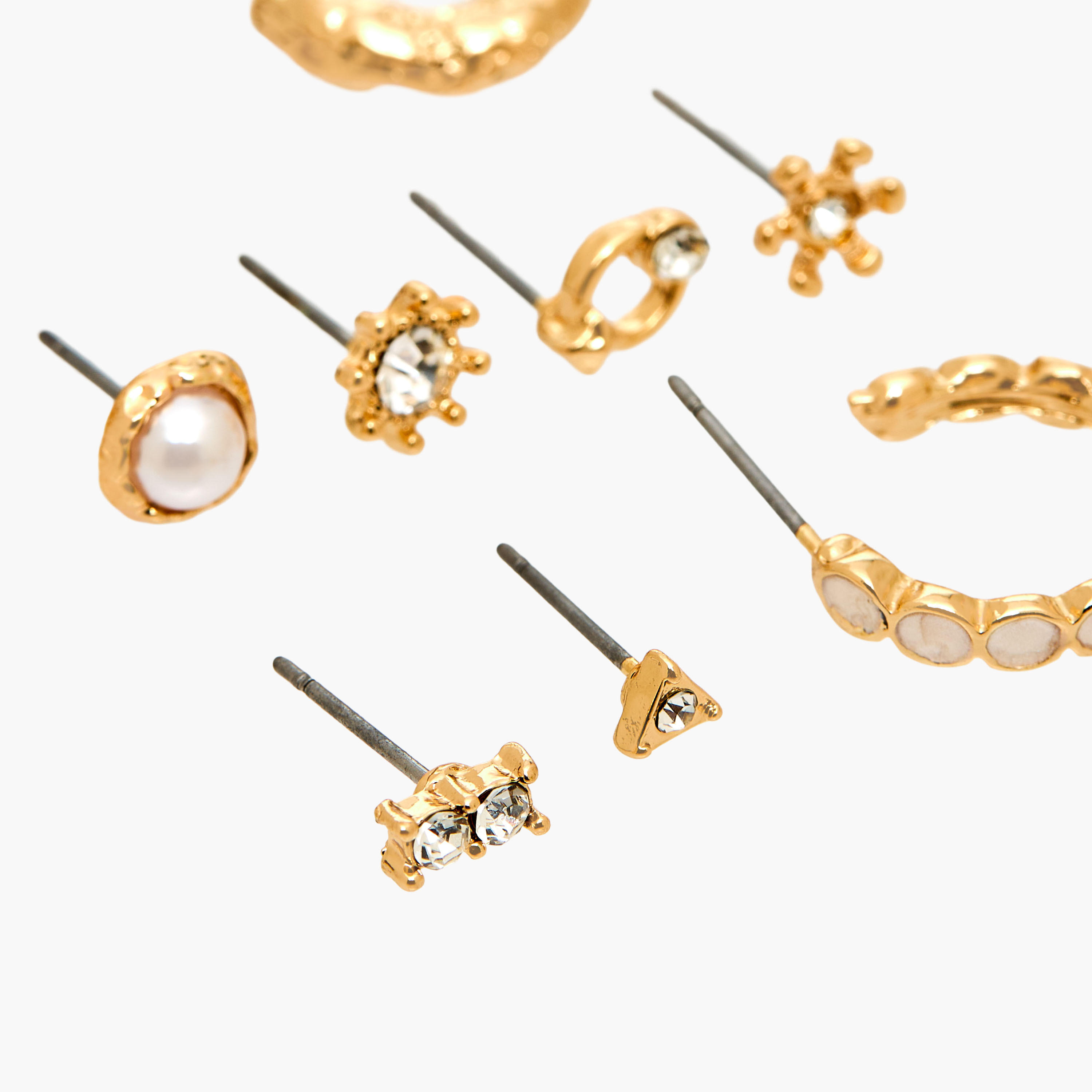 طقم أقراط ميتاليك بمكبس إغلاق خلفي 9 أزواج متنوعة-women-watchesandjewellery-jewellery-earrings-image-4