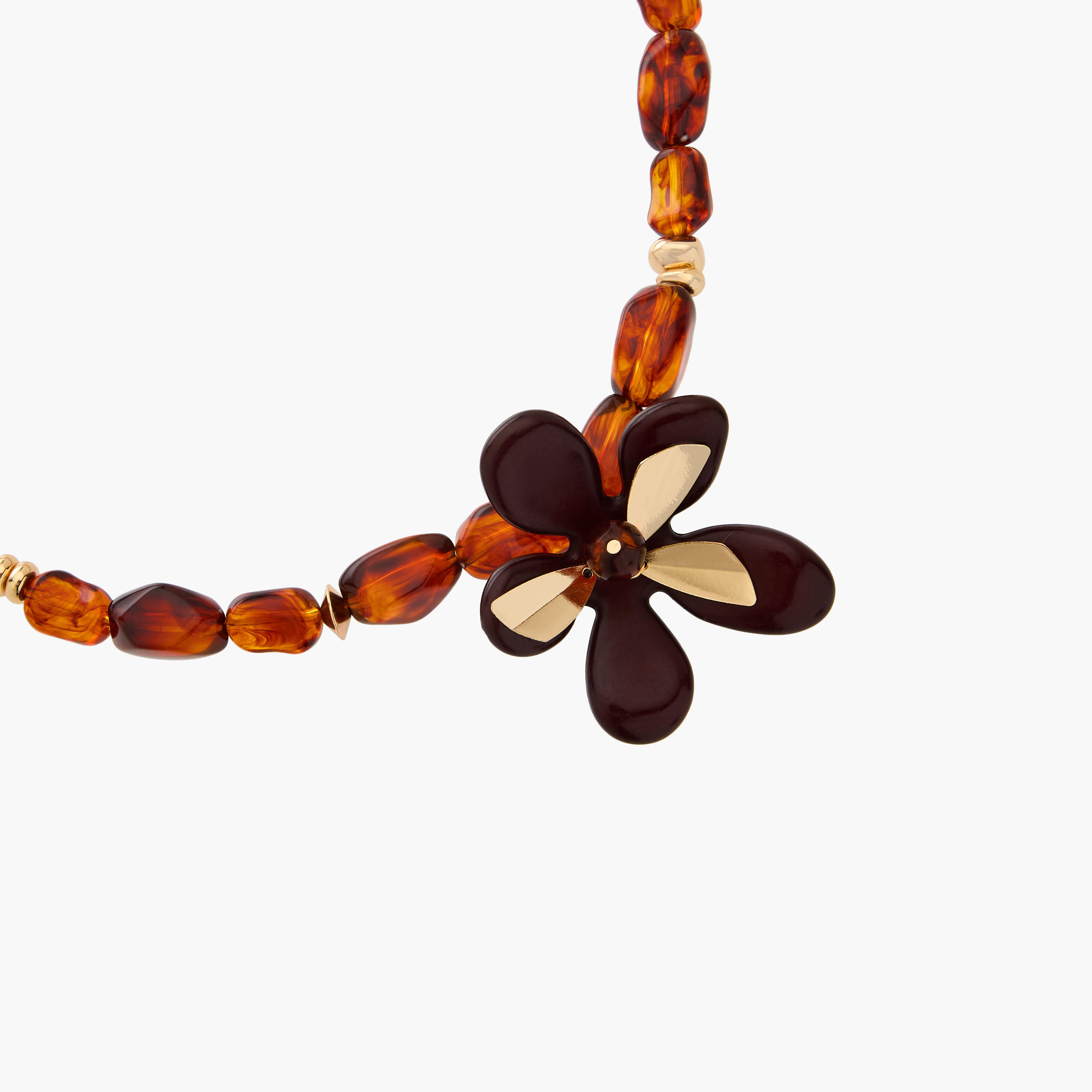 Metal Beaded Necklace with Floral Pendant-women-watchesandjewellery-jewellery-necklacesandpendants-image-3