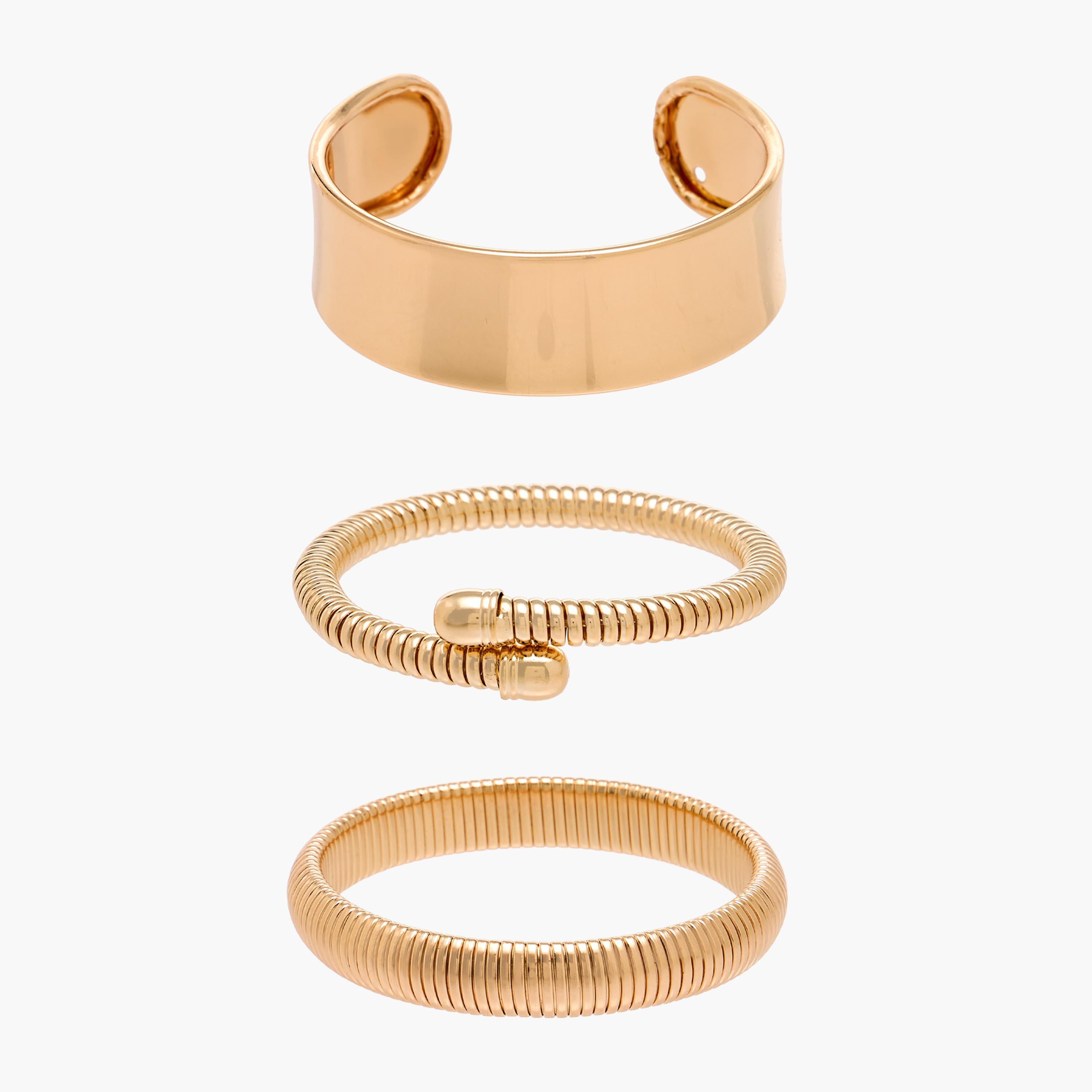 أساور بتصميم ملتف بلون معدني – طقم 3 قطع-women-watchesandjewellery-jewellery-banglesandbracelets-image-1