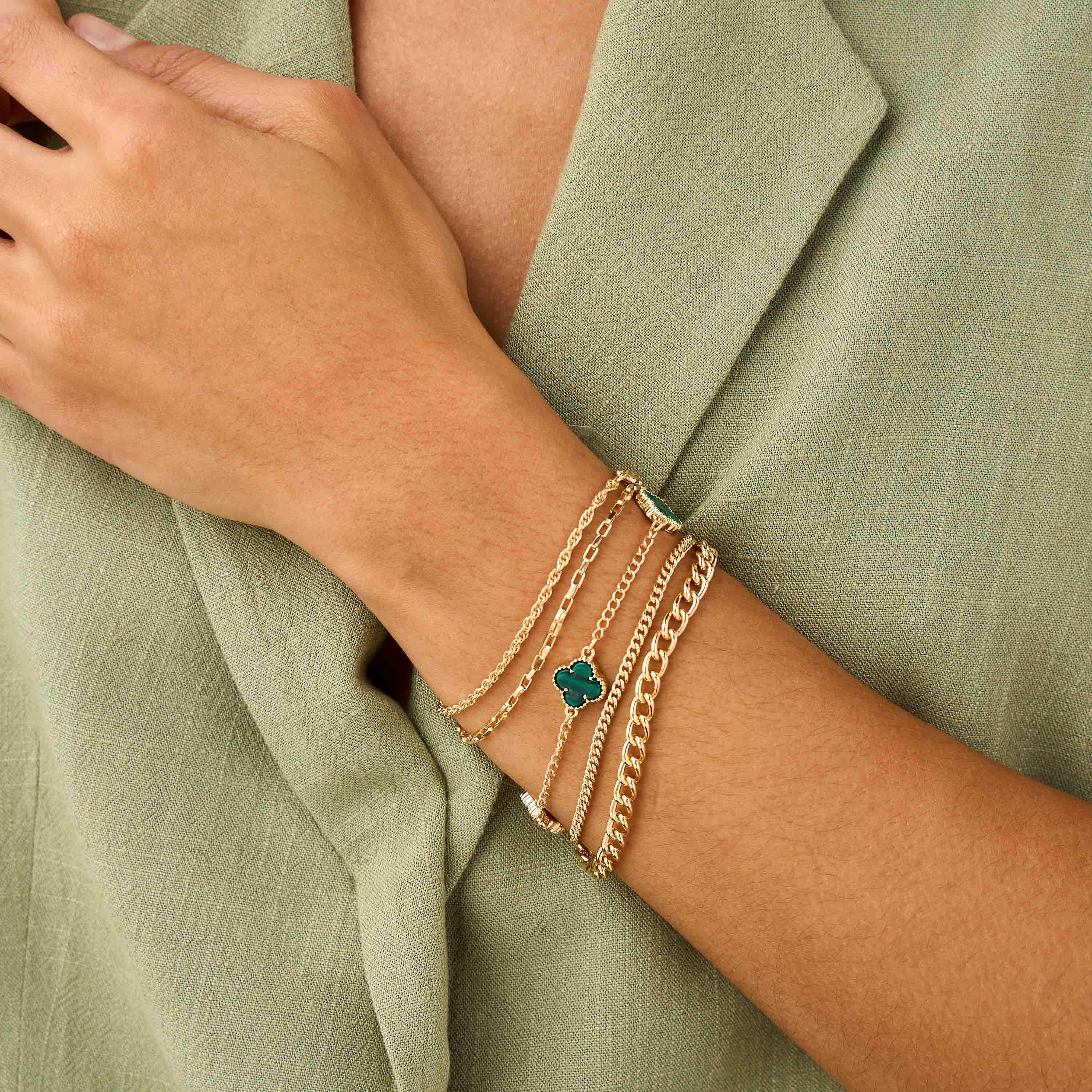 أساور مطلية بالذهب طقم من 5-women-watchesandjewellery-jewellery-banglesandbracelets-image-9