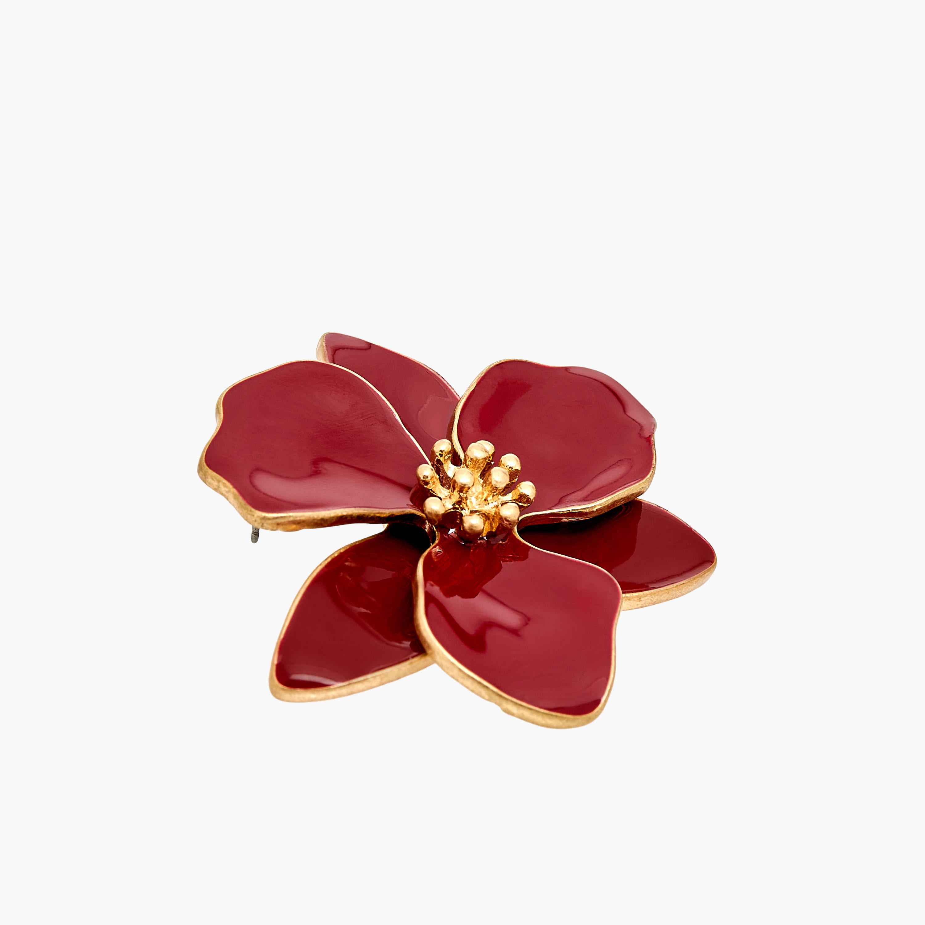 حلقان ميتالك زهرة مرصّعة ومطلية بالمينا بمكبس إغلاق خلفي-women-watchesandjewellery-jewellery-earrings-image-4