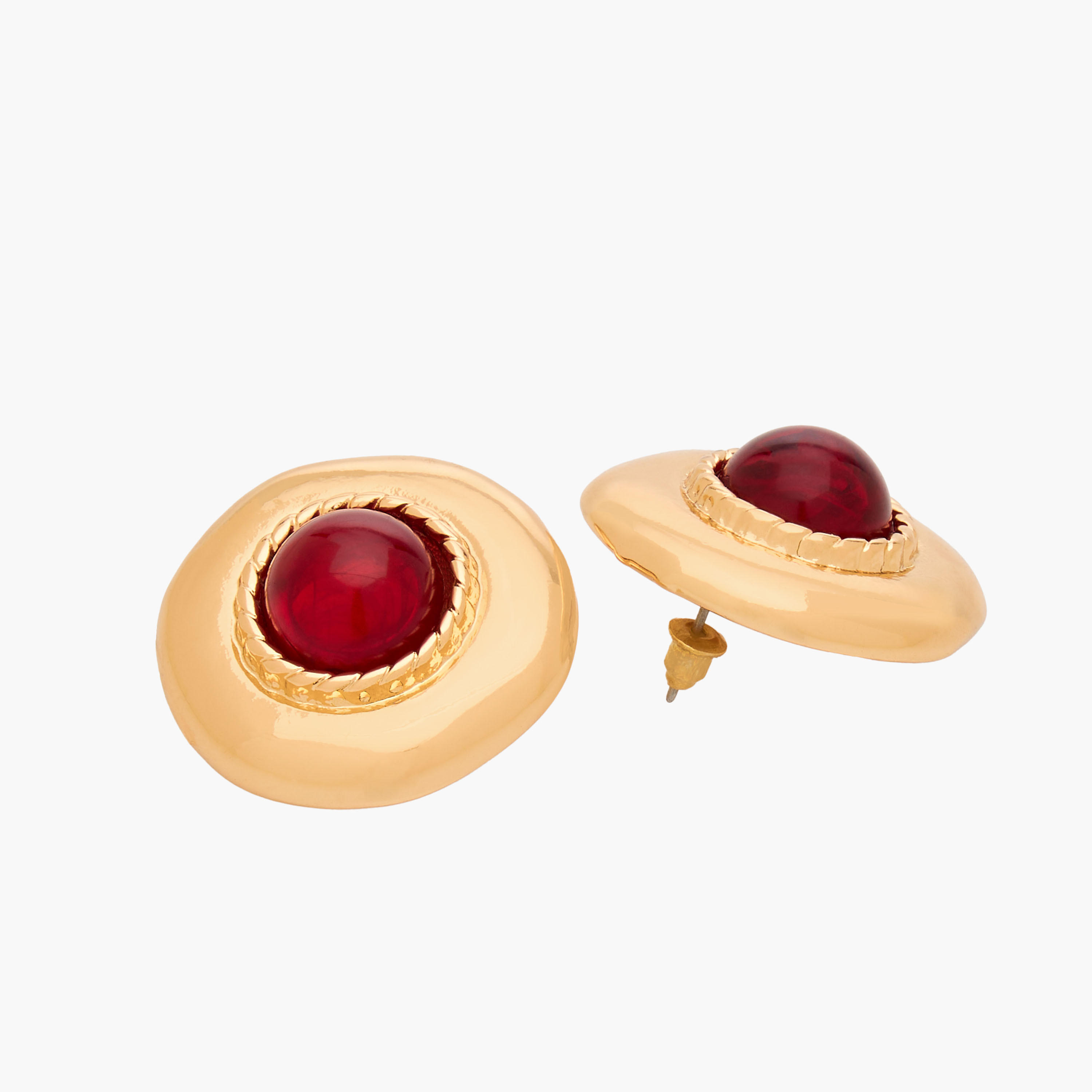 أقراط ميتاليك مرصّعة بمكبس إغلاق خلفي-women-watchesandjewellery-jewellery-earrings-image-2