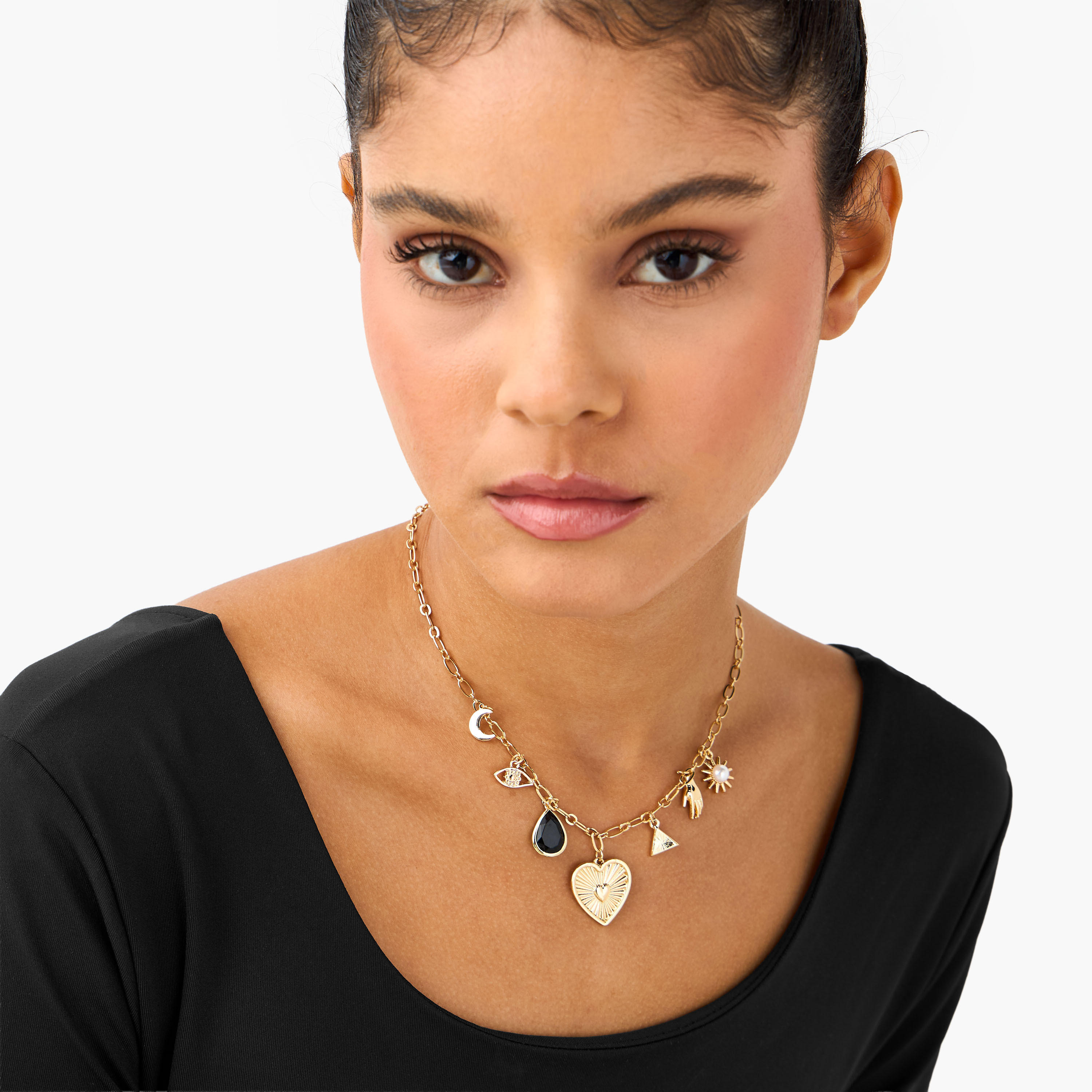 Metal Charm Choker Necklace-women-watchesandjewellery-jewellery-necklacesandpendants-image-2