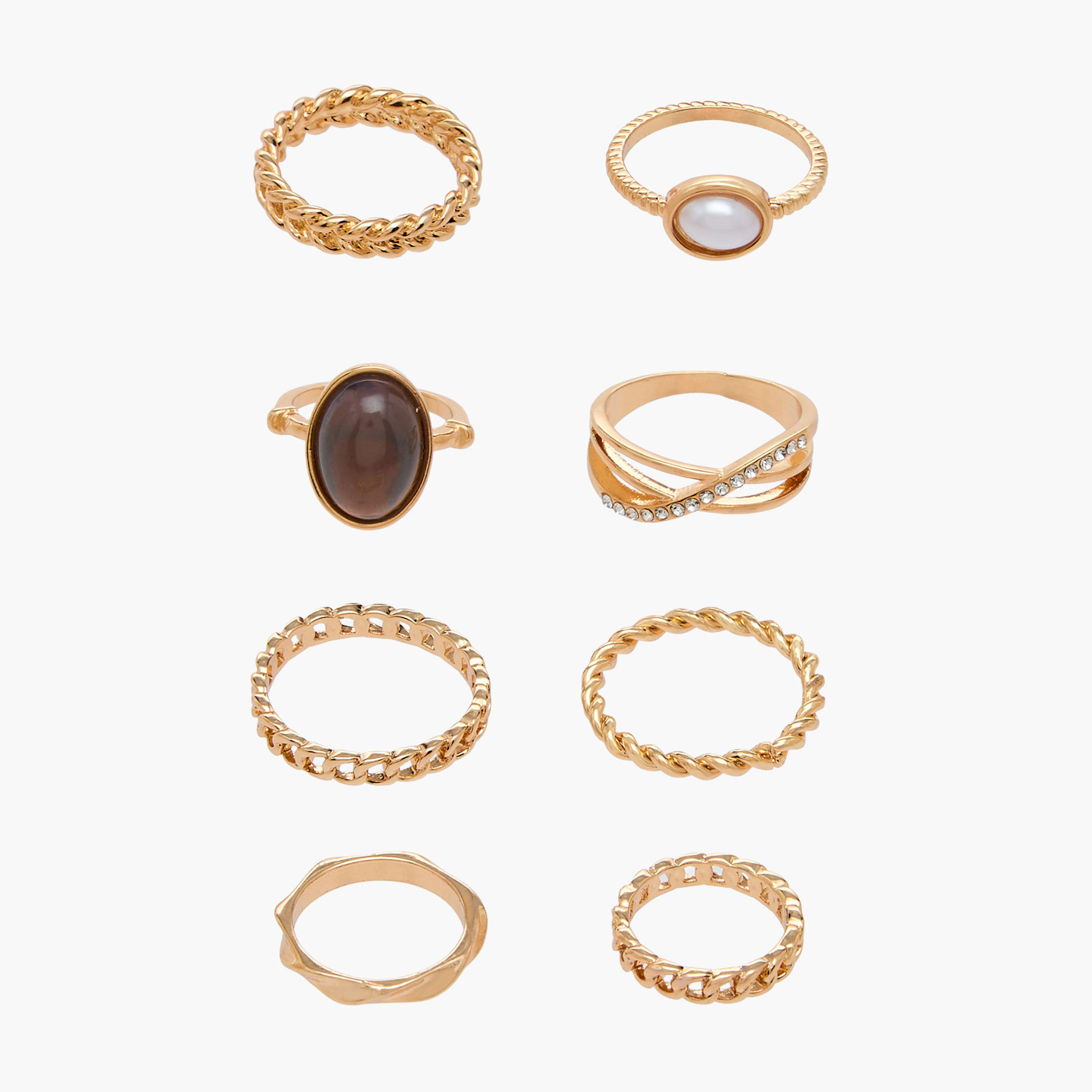خواتم راتنج ميتاليك - طقم 8 قطع-women-watchesandjewellery-jewellery-rings-image-1