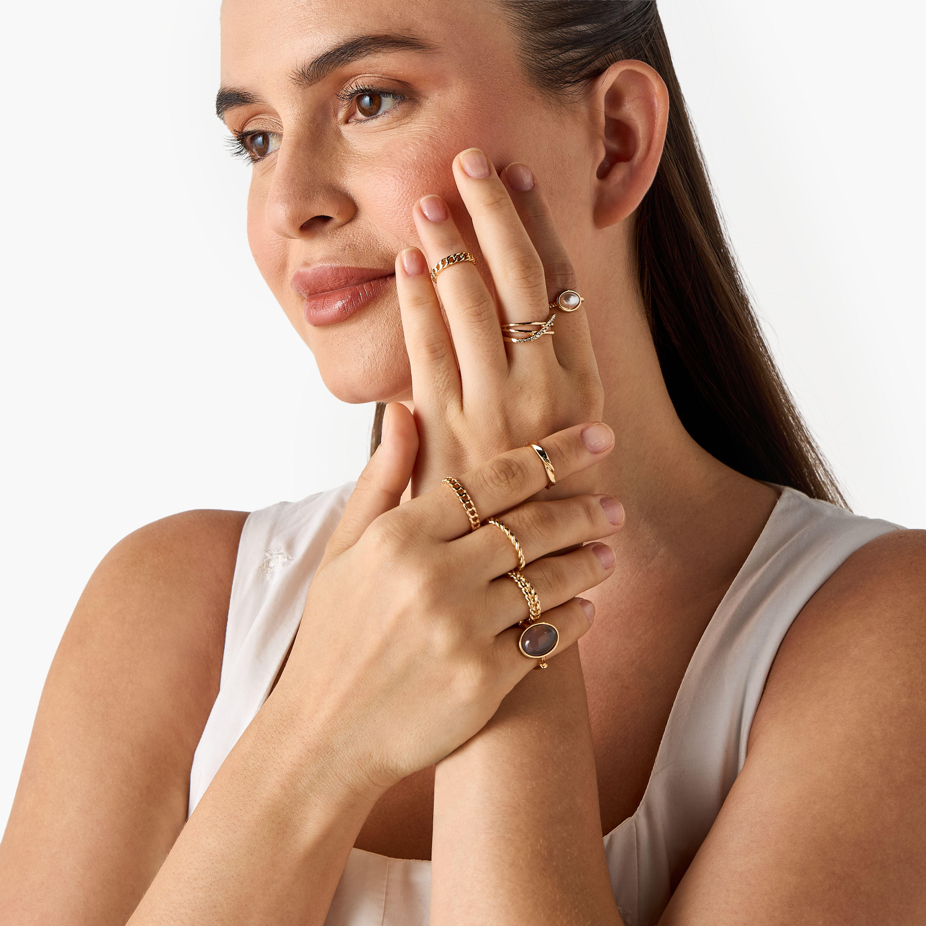 خواتم راتنج ميتاليك - طقم 8 قطع-women-watchesandjewellery-jewellery-rings-image-2