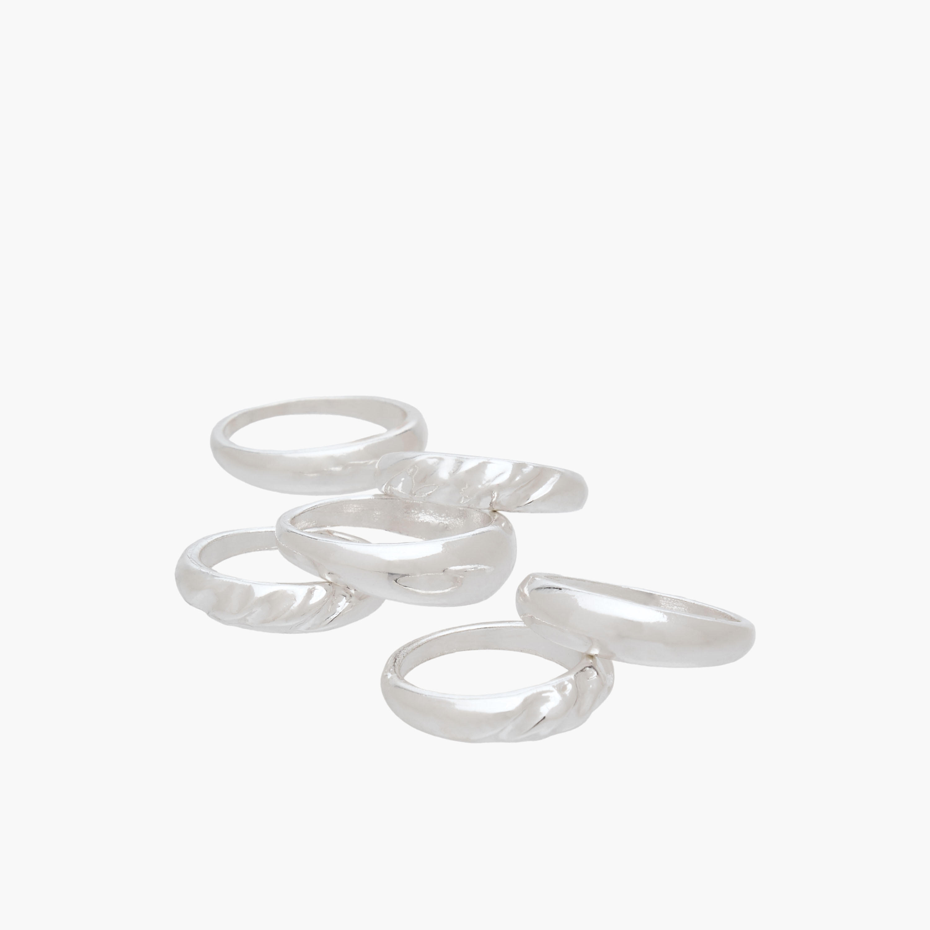 Pack of 6 Silver Tone Ring with Texture-women-watchesandjewellery-jewellery-rings-image-3