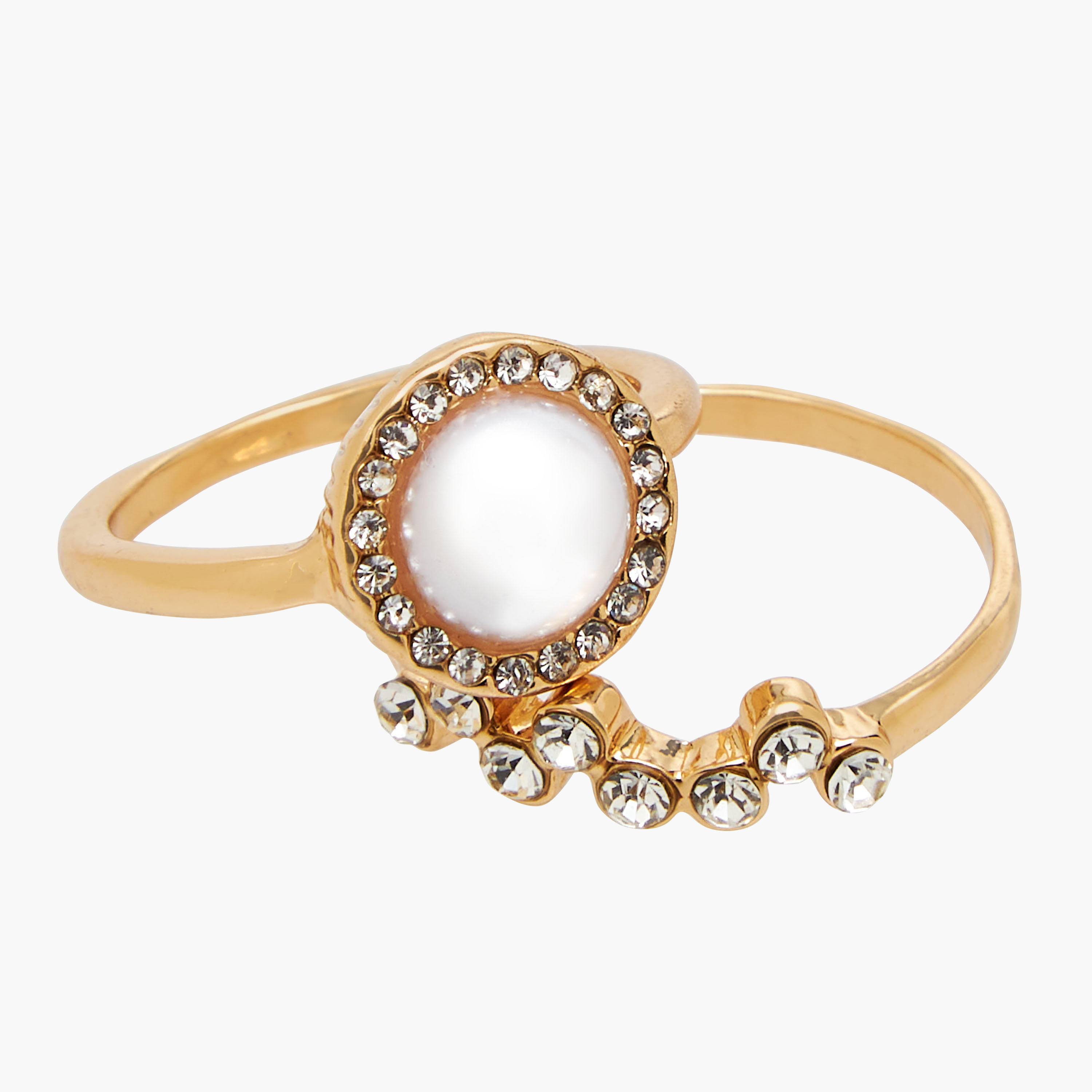Stackable Gold Tone Ring with Pearl Embellished Detail - Set of 8-women-watchesandjewellery-jewellery-rings-image-4