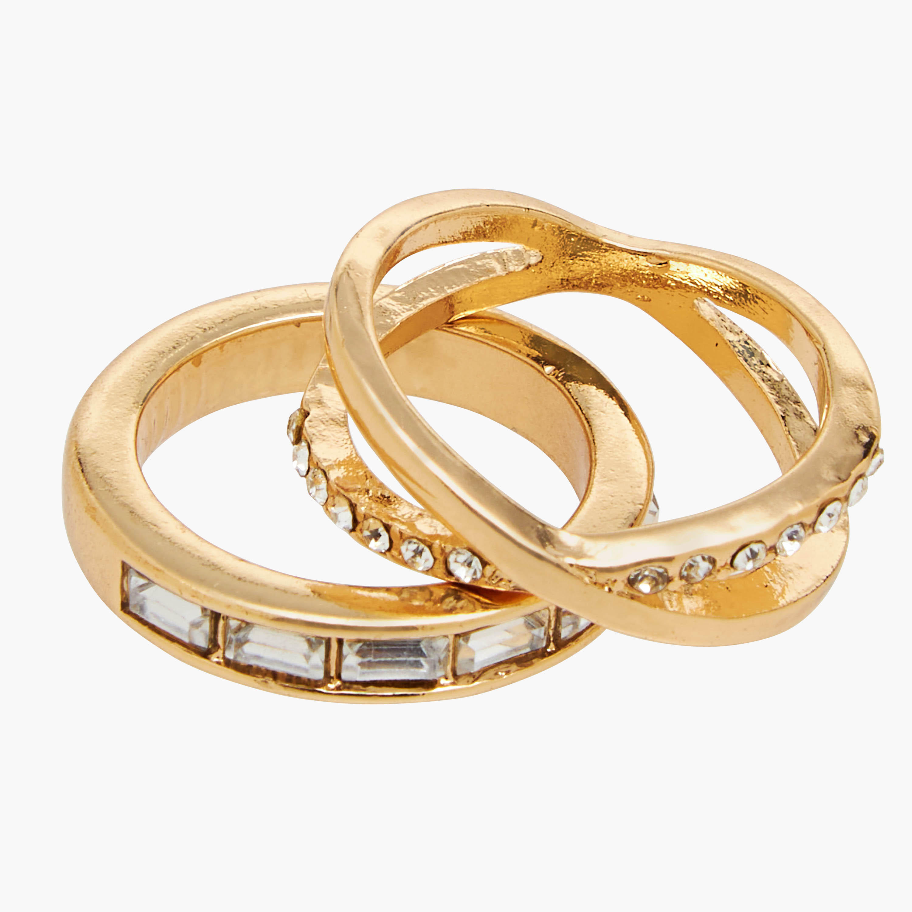 خواتم ذهبية قابلة للتكديس بتفاصيل مزينة - طقم من 9 قطع-women-watchesandjewellery-jewellery-rings-image-4
