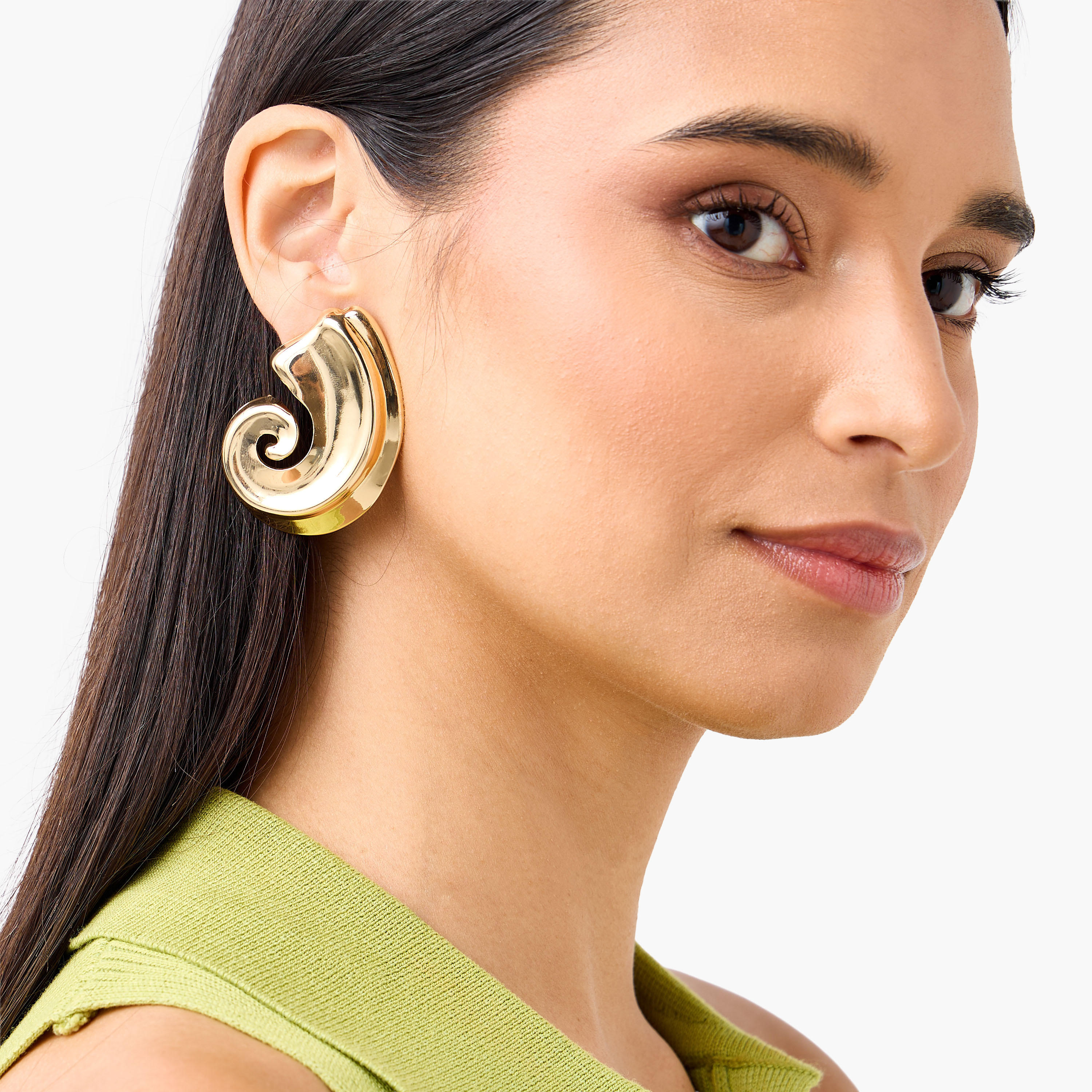 Gold Tone Stud Earrings with Pushback Closure-women-watchesandjewellery-jewellery-earrings-image-2