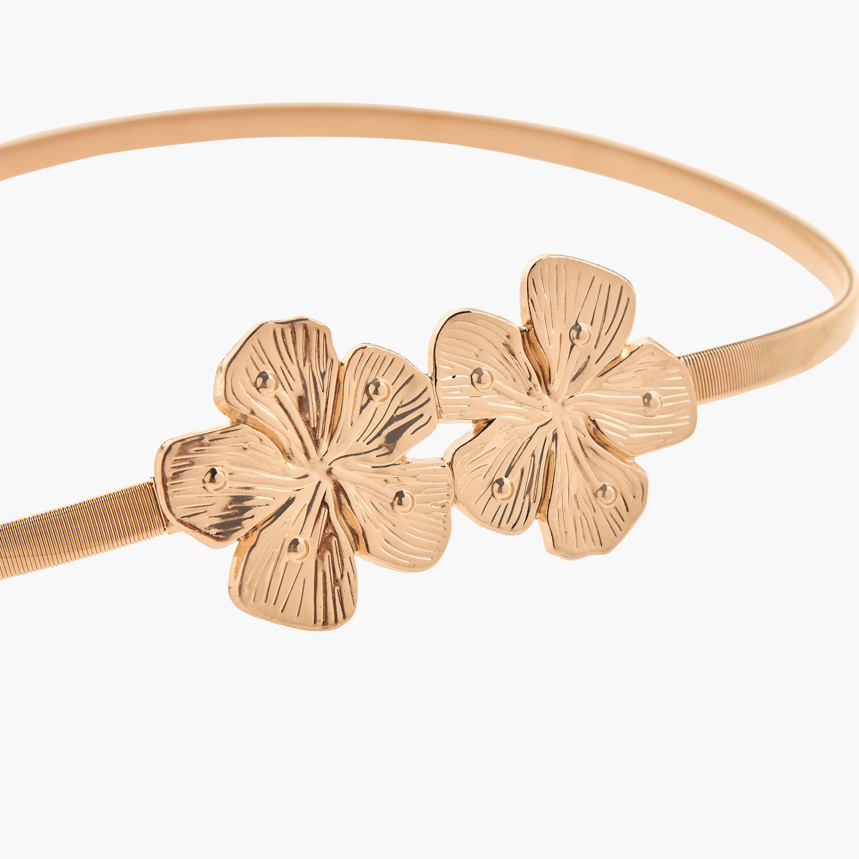 حزام معدني مطاطي مع مشبك بتصميم زهرة-women-clothingaccessories-belts-image-5