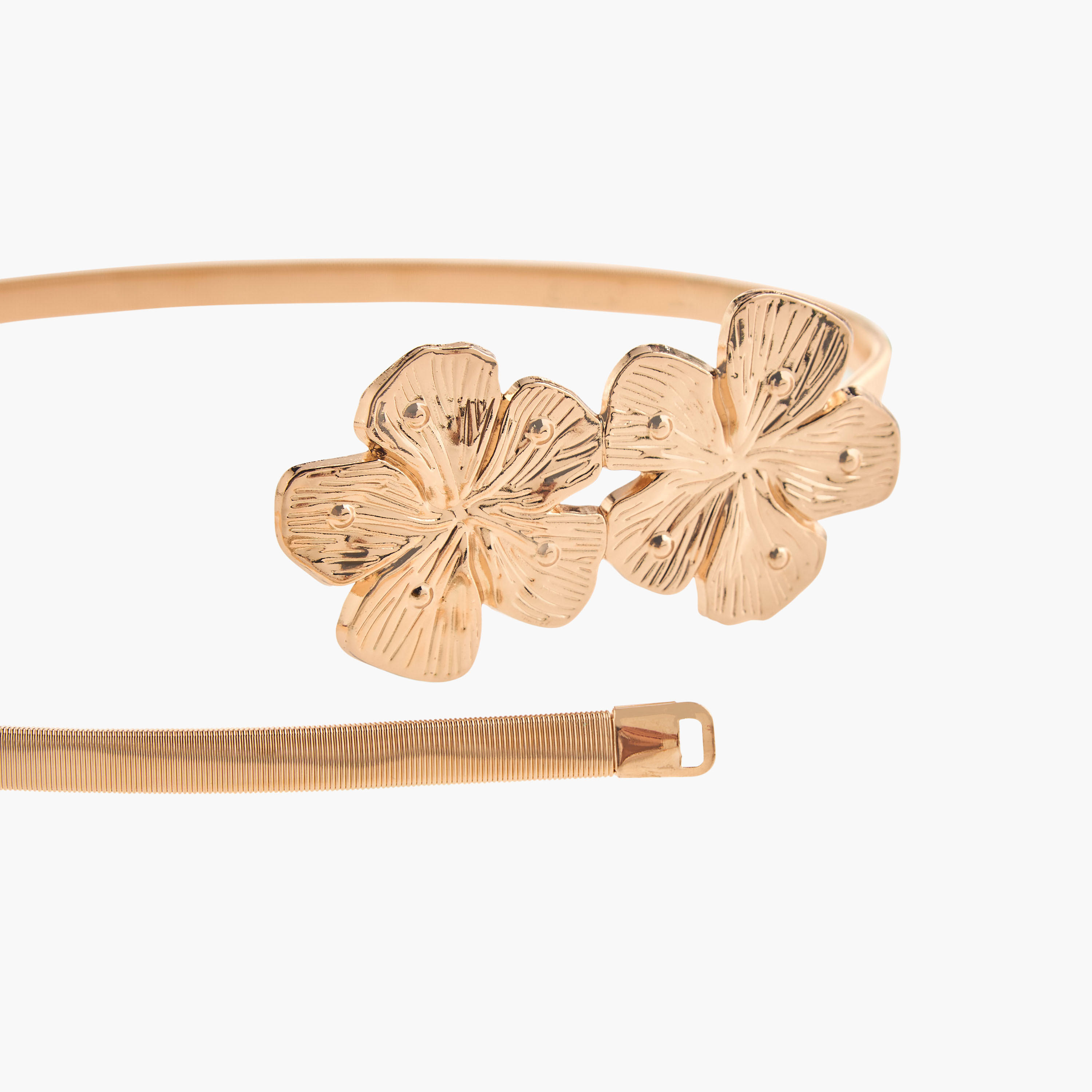 حزام معدني مطاطي مع مشبك بتصميم زهرة-women-clothingaccessories-belts-image-2