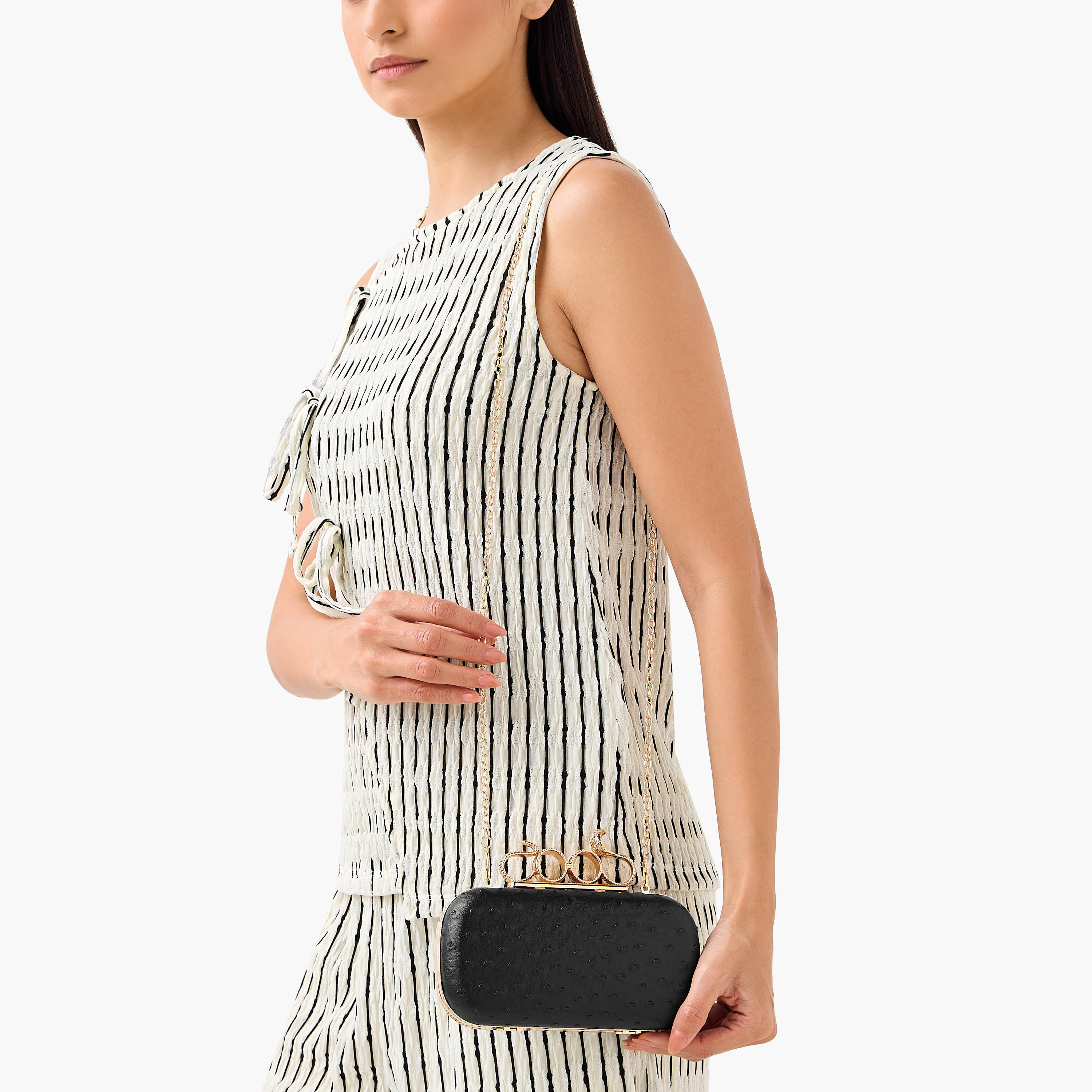 شنطة كلاتش بارزة الملمس بحزام سلسلة قابل للفصل-women-bagsandwallets-handbags-image-7
