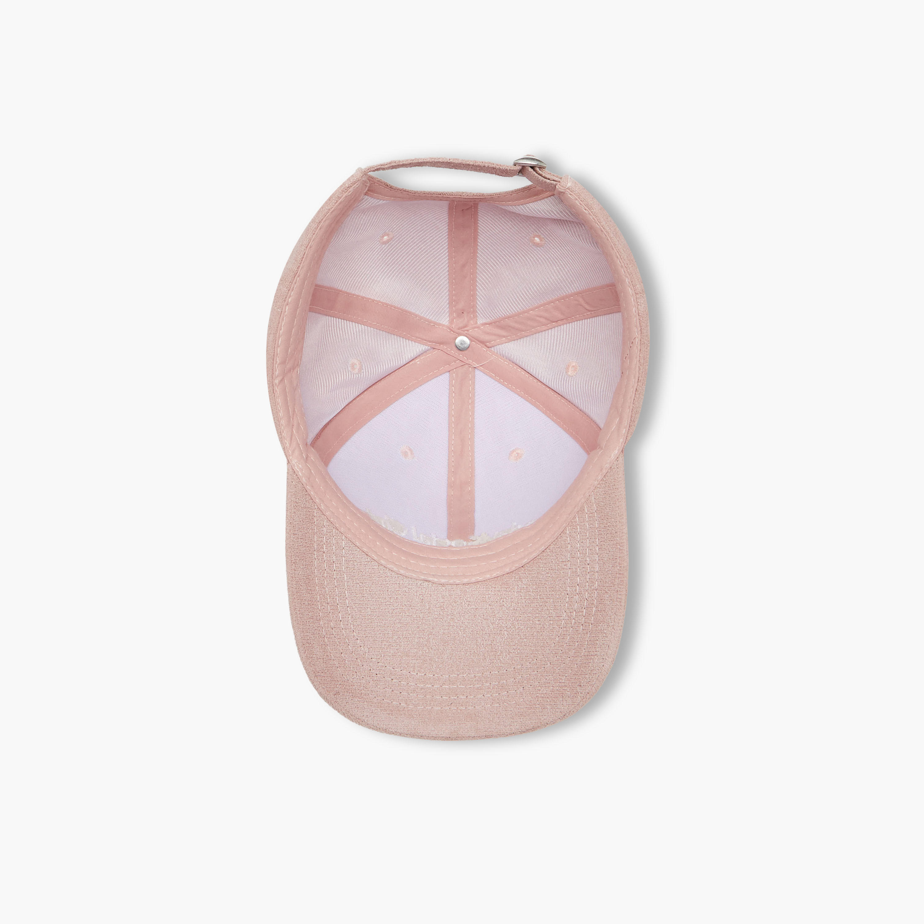 قبعة سويدي بتطريز بشعار مع حزام إغلاق بإبزيم-women-clothingaccessories-capsandhats-image-1