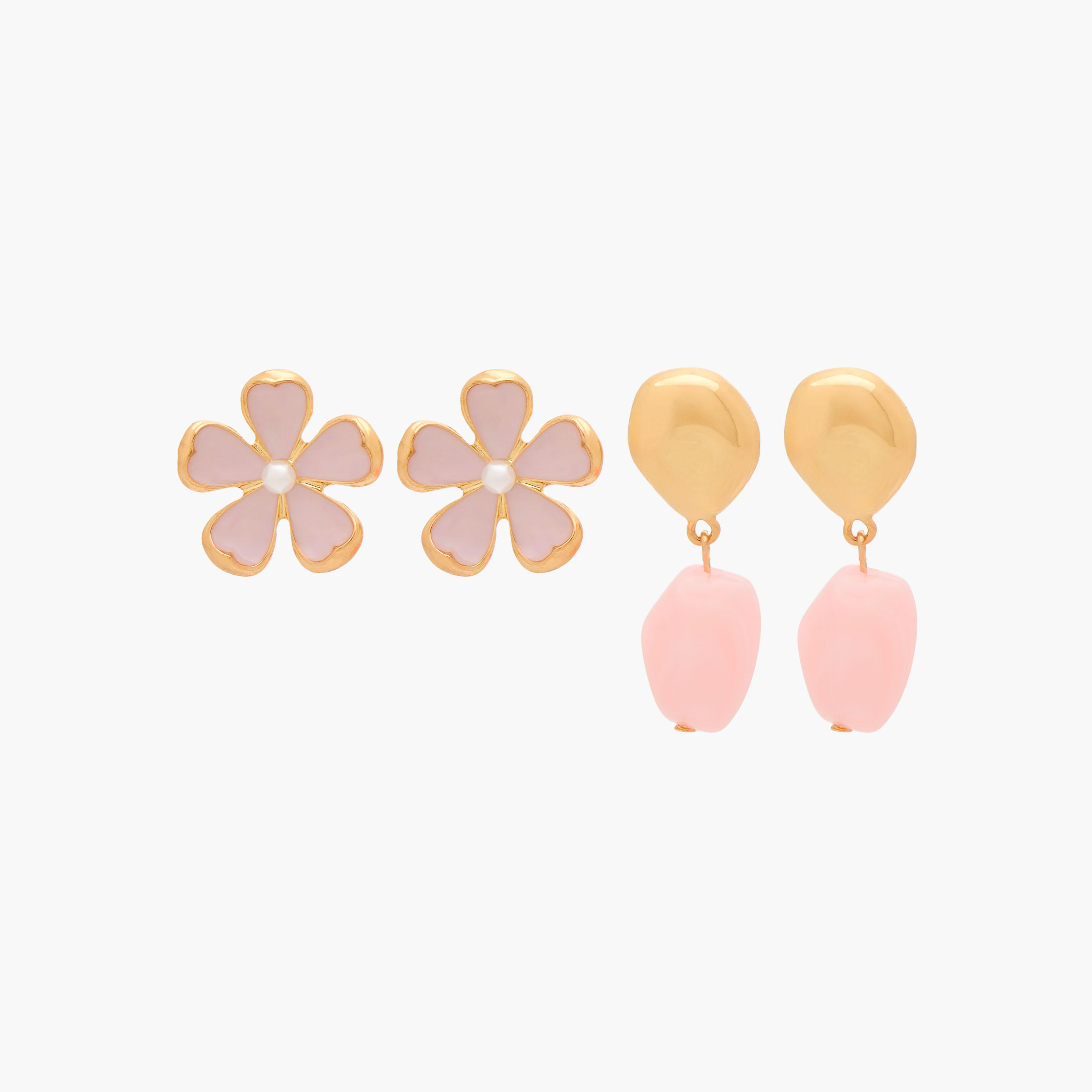حلقان مينا بتشطيب ذهبي ومكبس إغلاق من جلو - عبوة من قطعتين-women-watchesandjewellery-jewellery-earrings-image-1