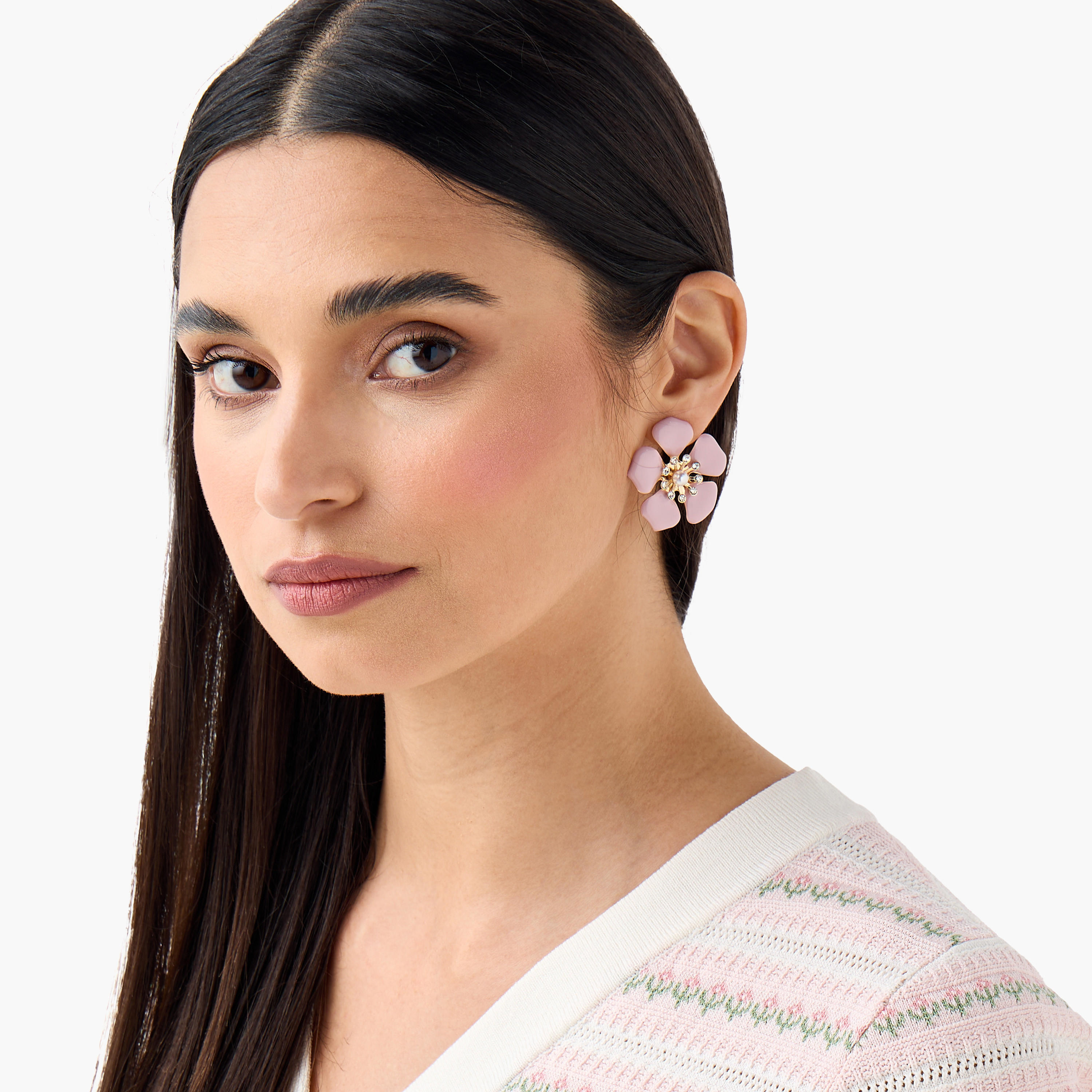 طقم أقراط زهرية زوجين بمكبس إغلاق خلفي-women-watchesandjewellery-jewellery-earrings-image-2