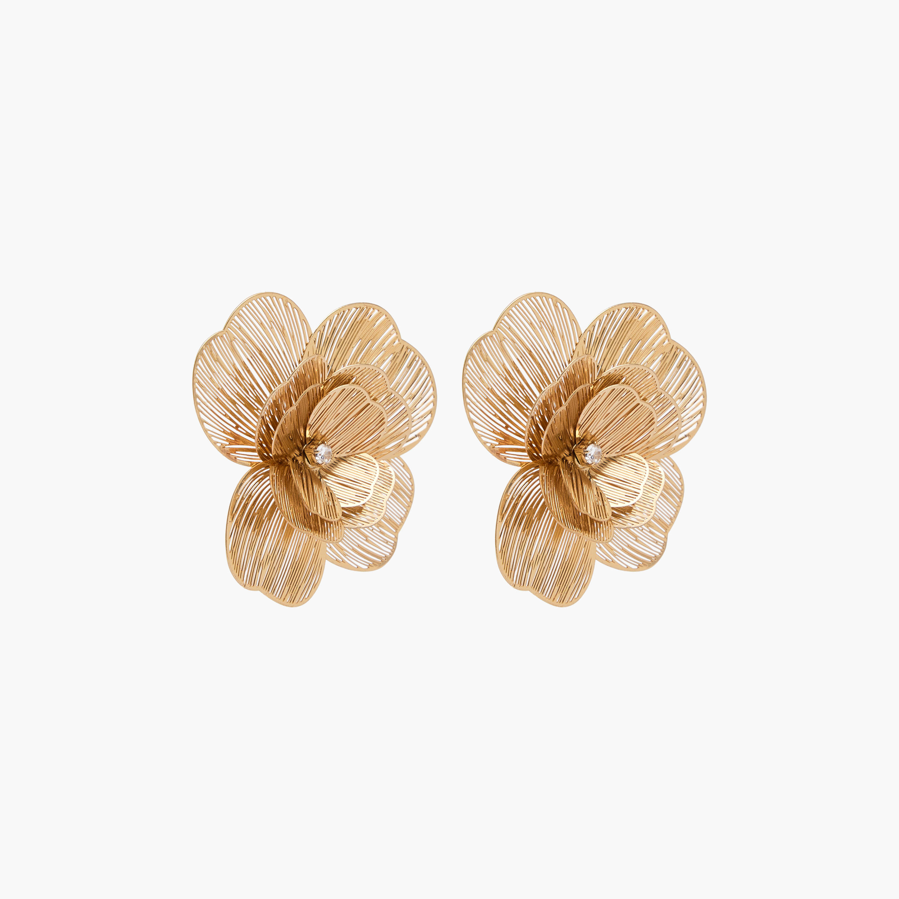 Pack of 2 Metallic Floral Stud Earrings with Pushback Closure-women-watchesandjewellery-jewellery-earrings-image-4