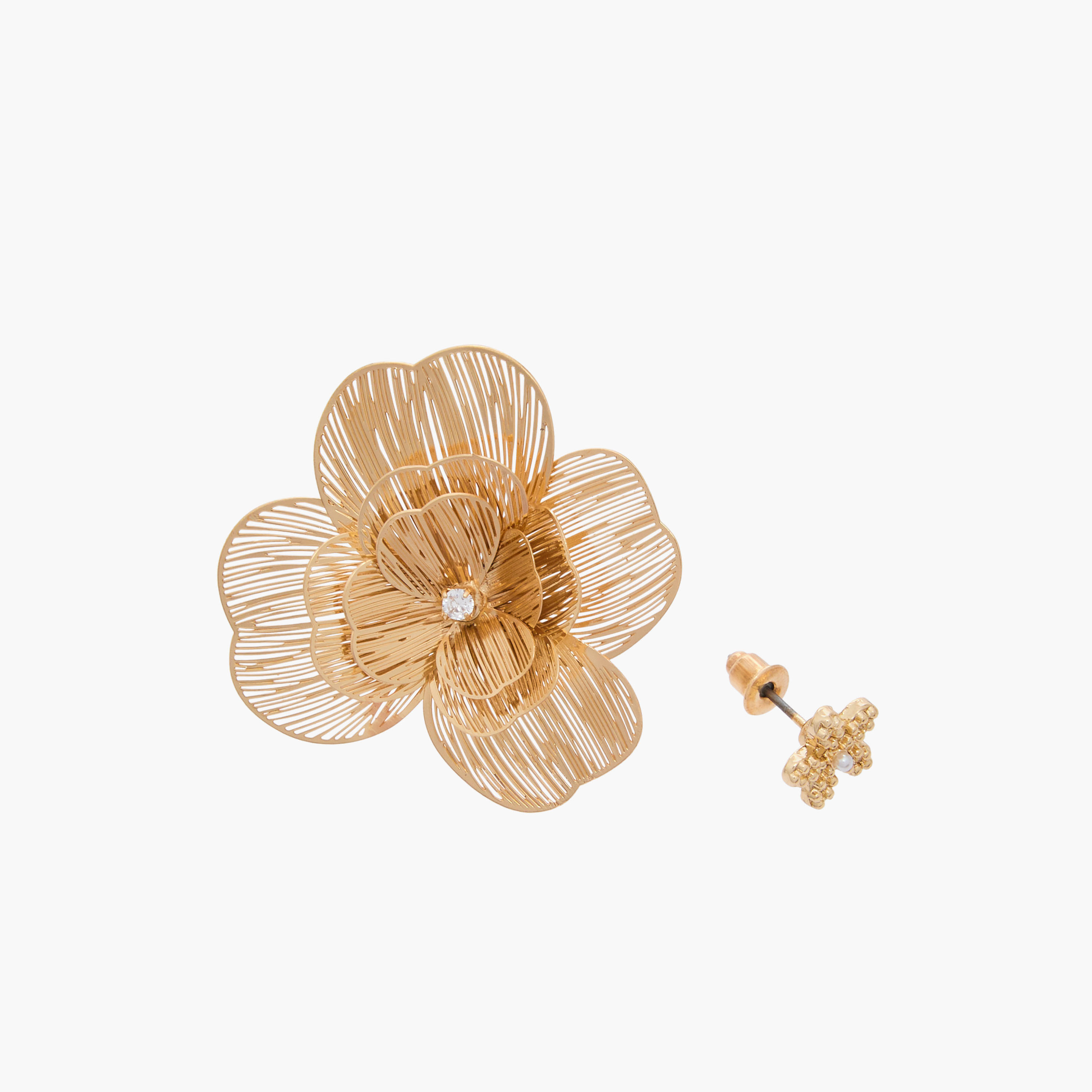 Pack of 2 Metallic Floral Stud Earrings with Pushback Closure-women-watchesandjewellery-jewellery-earrings-image-5