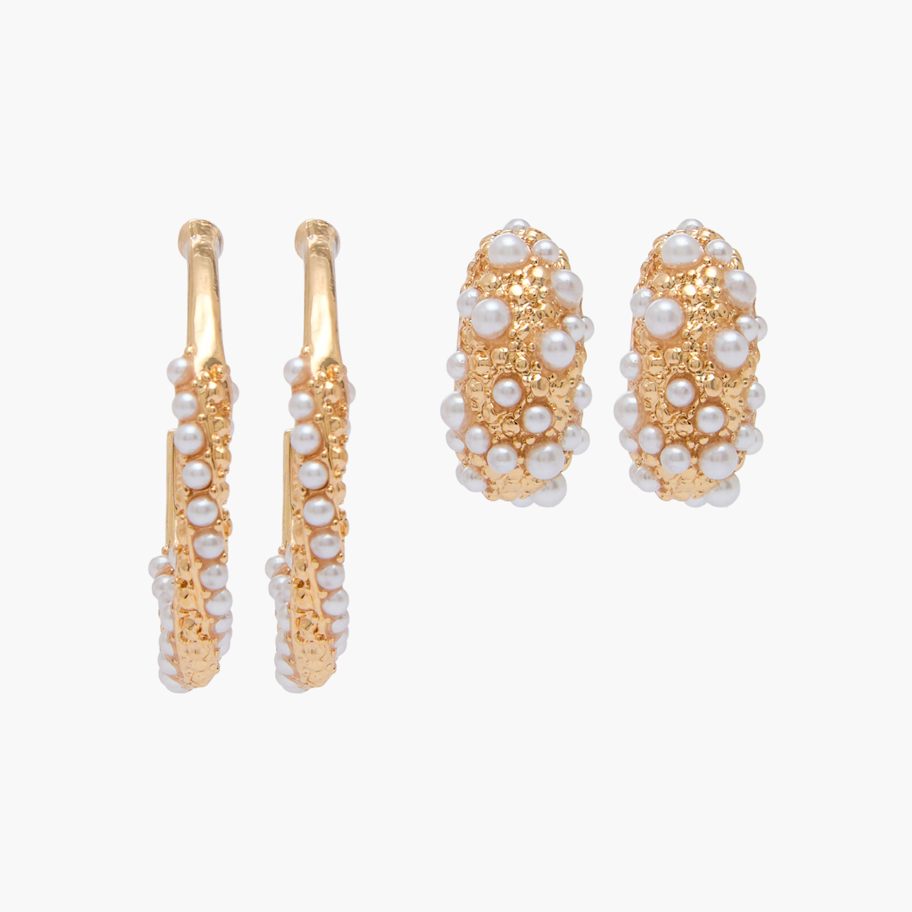 Pack of 2 Metallic Hoop Earrings with Pushback Closure-women-watchesandjewellery-jewellery-earrings-image-1