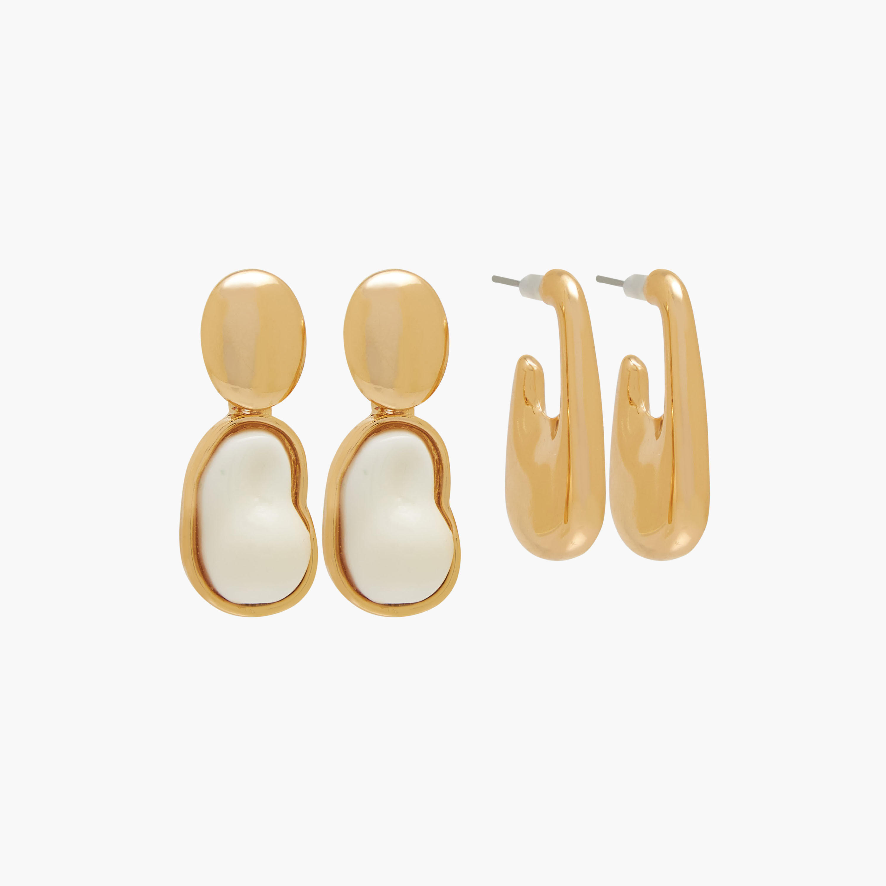 حلق بتشطيب ذهبي ومكبس إغلاق - طقم من زوجين-women-watchesandjewellery-jewellery-earrings-image-1