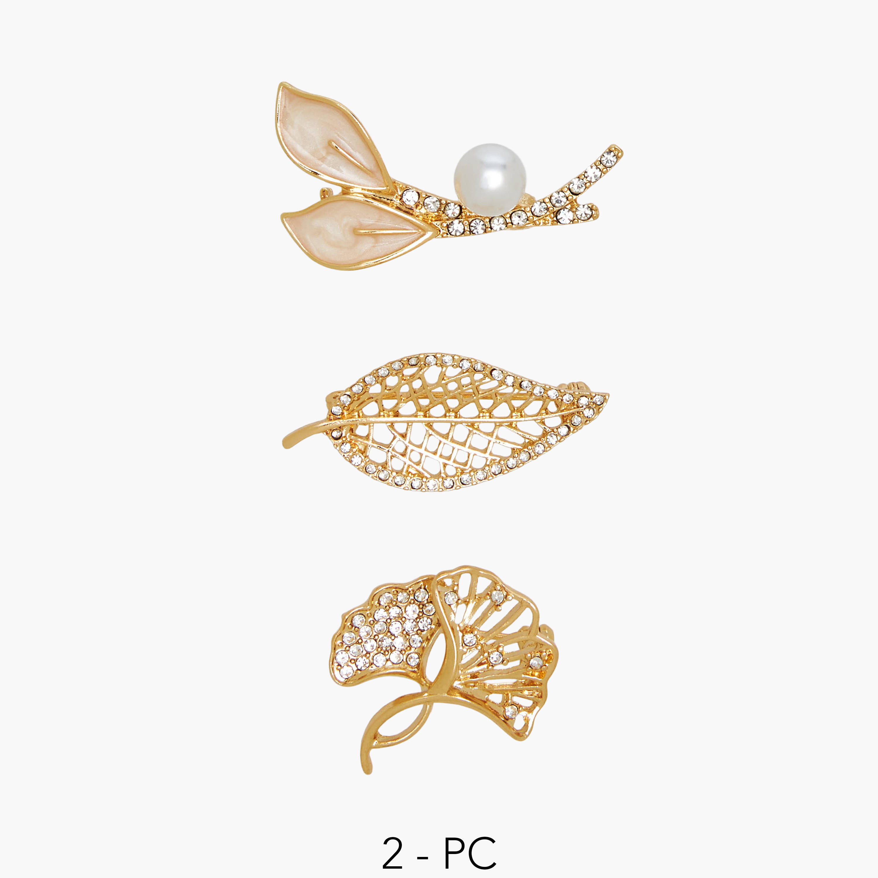 Metallic Finish Brooch with Filigree Design - Set of 3-women-watchesandjewellery-jewellery-brooches-image-1