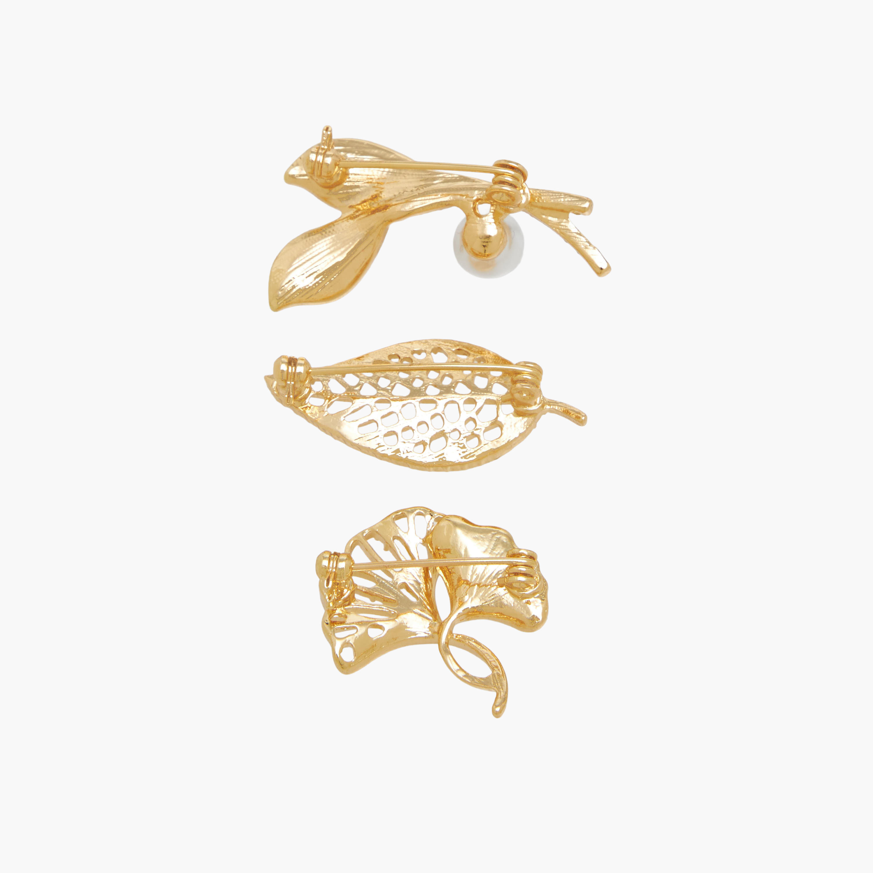 Metallic Finish Brooch with Filigree Design - Set of 3-women-watchesandjewellery-jewellery-brooches-image-3