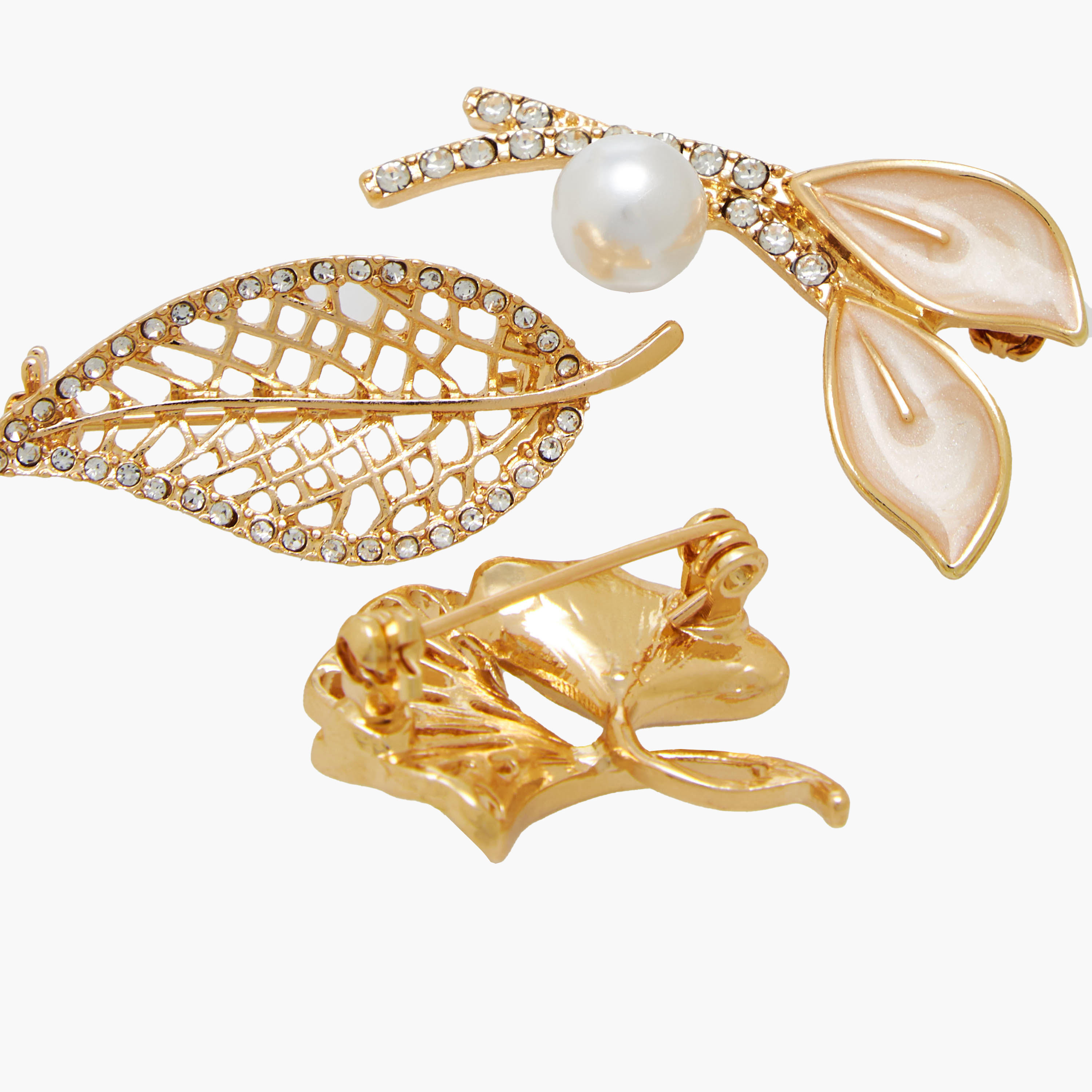 Metallic Finish Brooch with Filigree Design - Set of 3-women-watchesandjewellery-jewellery-brooches-image-4