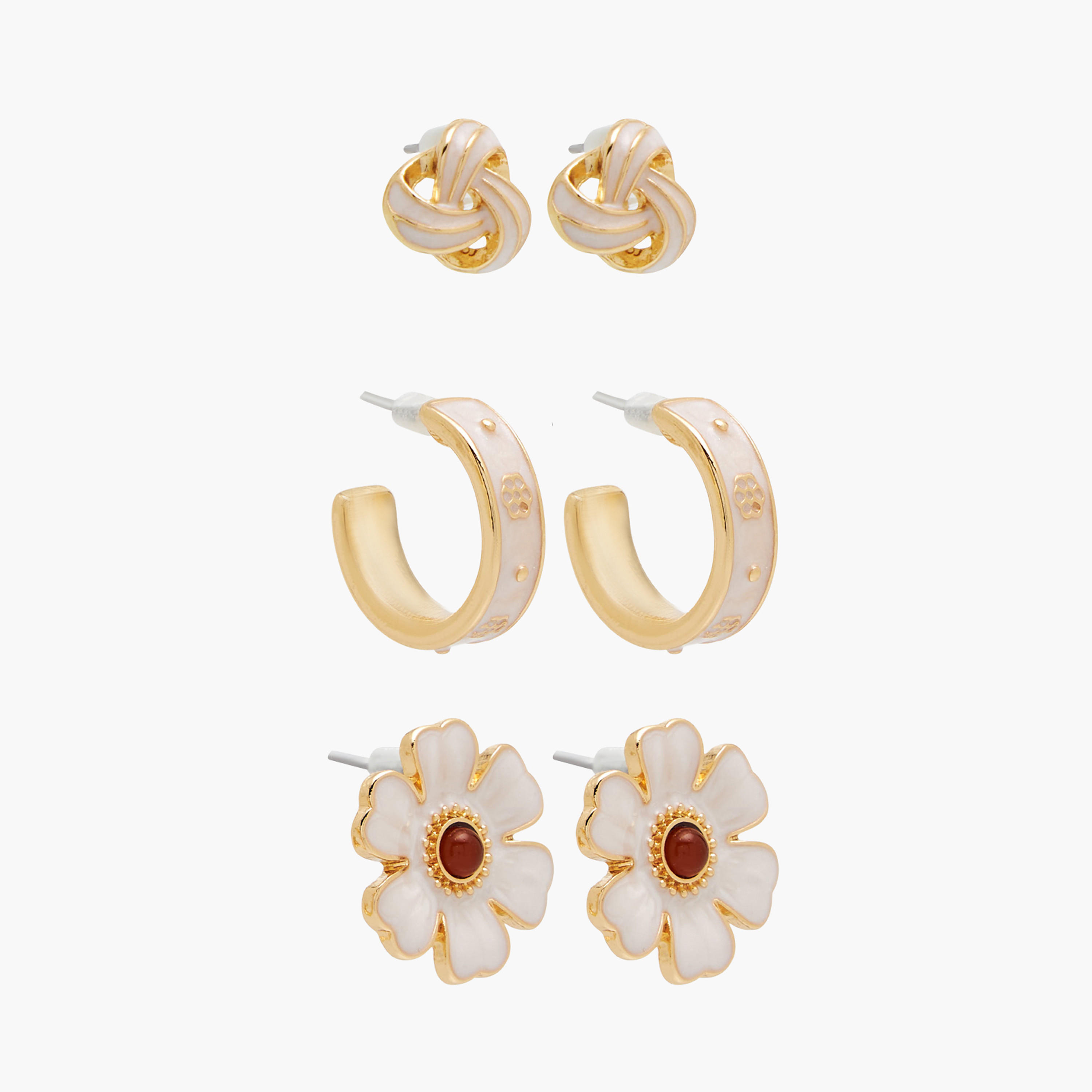 طقم من 3 أقراط بمكبس إغلاق خلفي-women-watchesandjewellery-jewellery-earrings-image-1