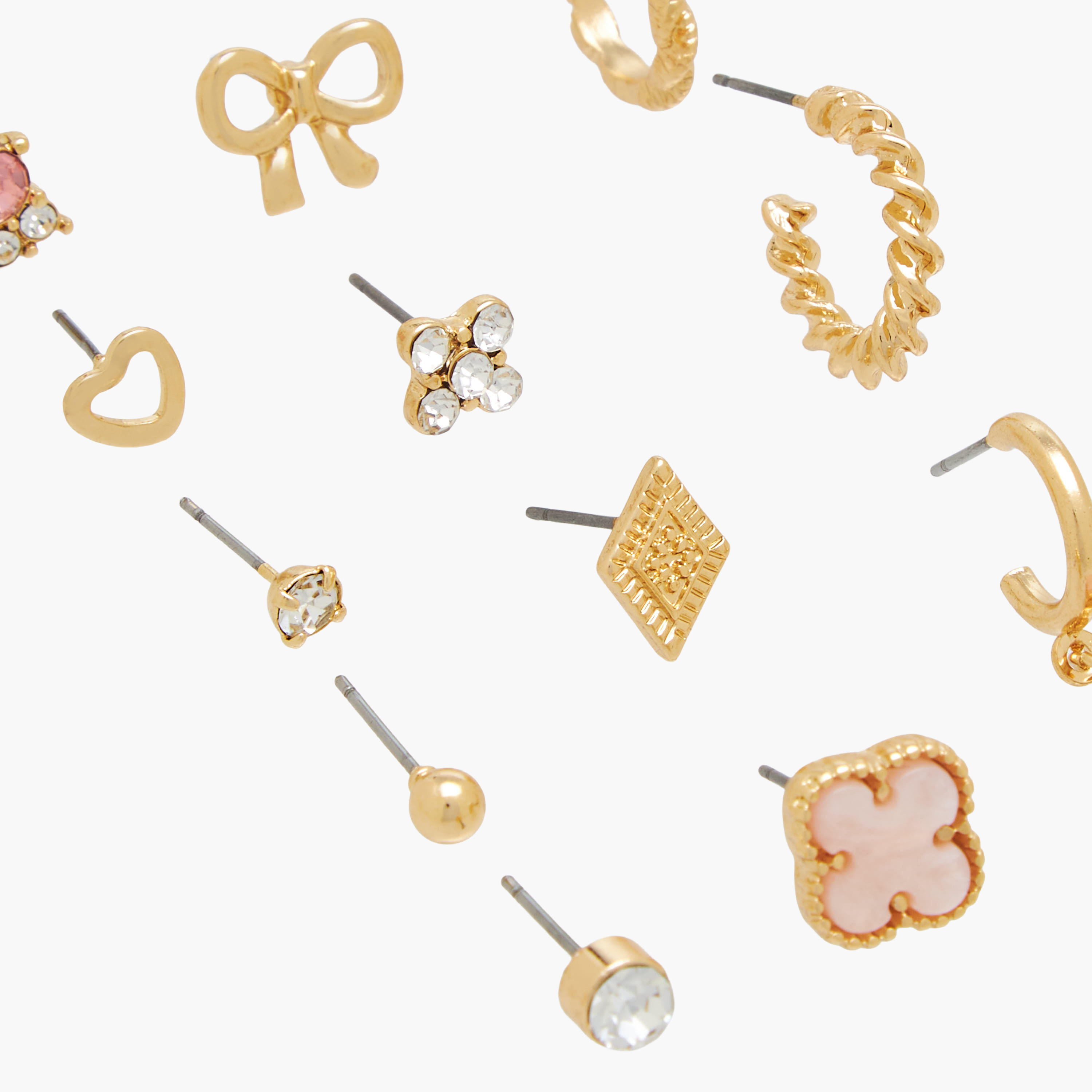Pack of 12 Embellished Gold Finish Earrings with Pushback Closure-women-watchesandjewellery-jewellery-earrings-image-4