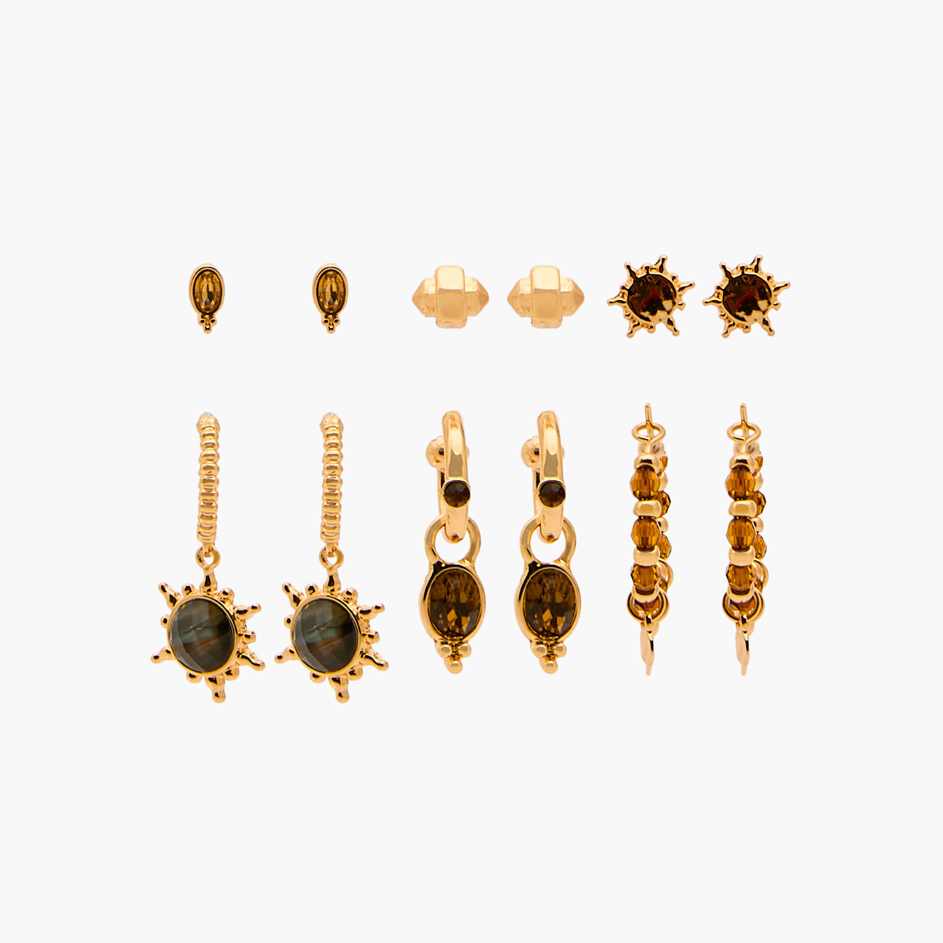 حلقان ميتالك متنوعة مع مكبس إغلاق خلفي طقم 6-women-watchesandjewellery-jewellery-earrings-image-1