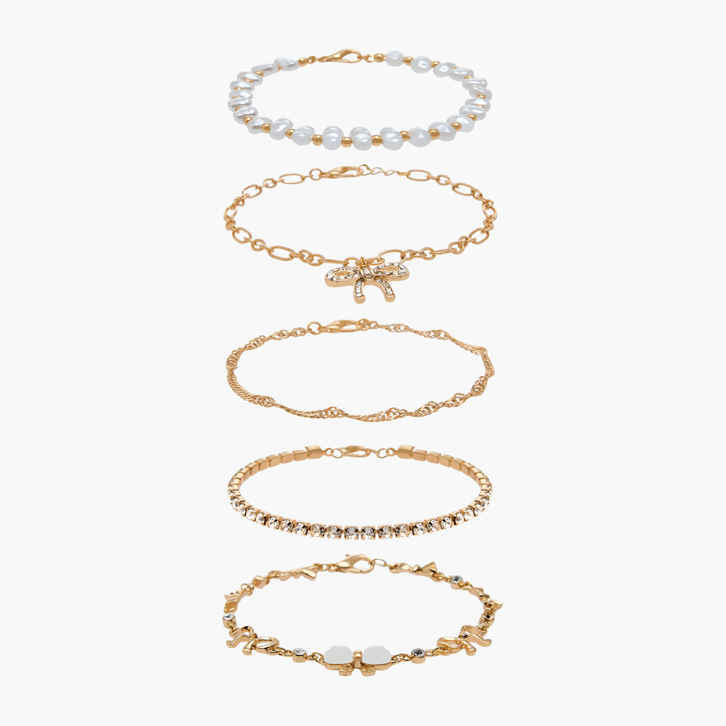 Pack of 5 - Gold Tone Embellished Bracelet-women-watchesandjewellery-jewellery-banglesandbracelets-image-1