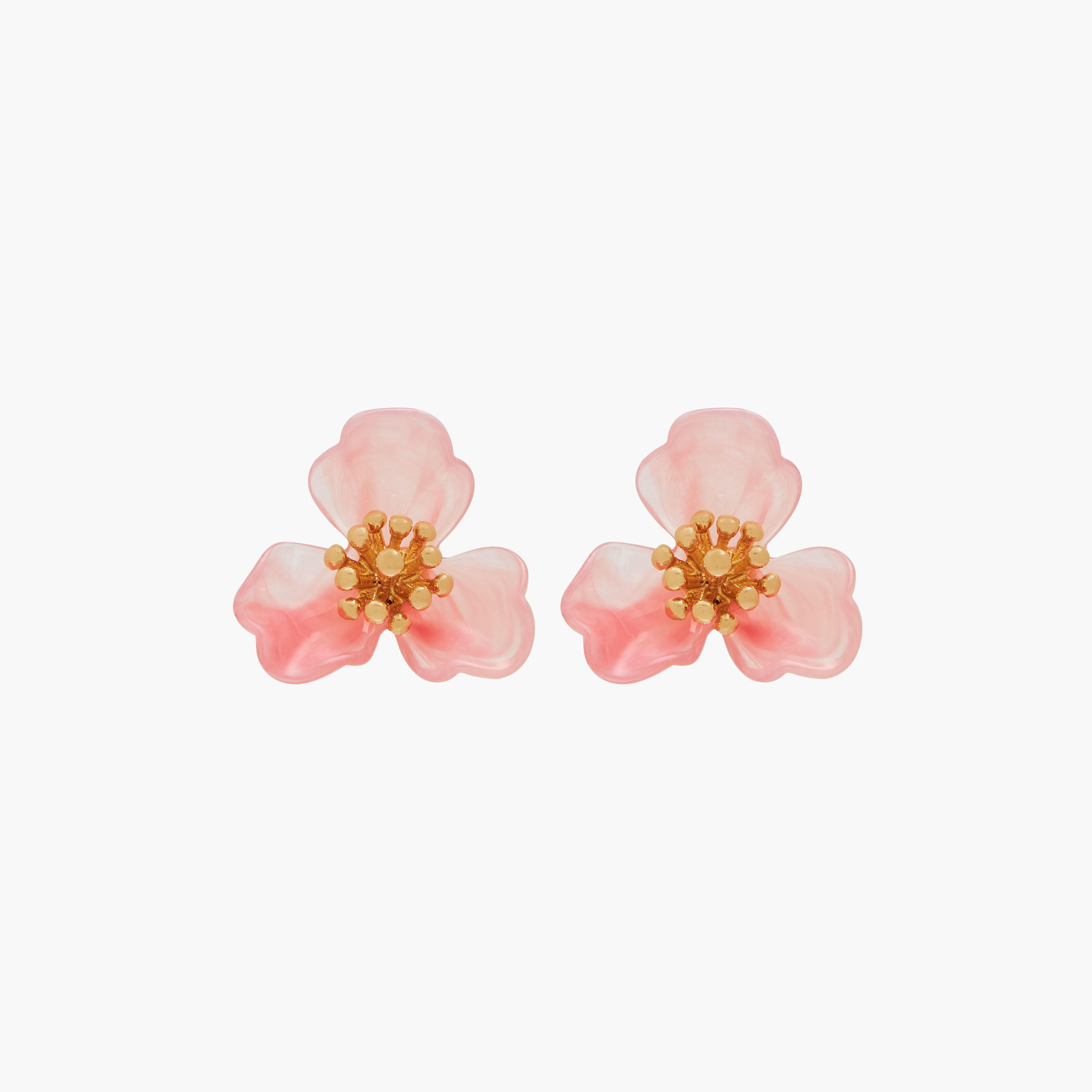 Gold Finish Floral Embellished Resin Earrings with Pushback Closure-women-watchesandjewellery-jewellery-earrings-image-1