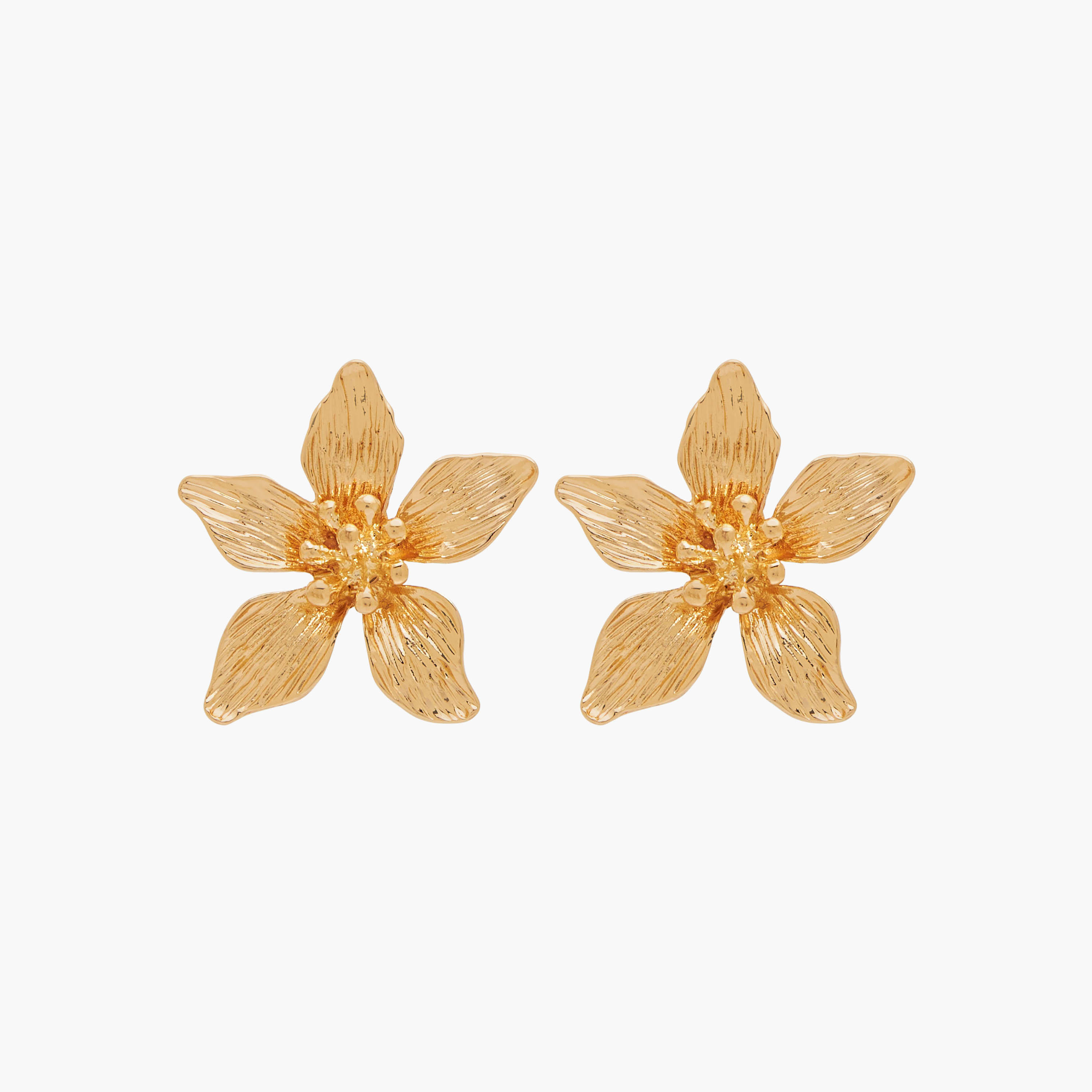 Gold Finish Floral Embellished Earrings with Pushback Closure-women-watchesandjewellery-jewellery-earrings-image-1