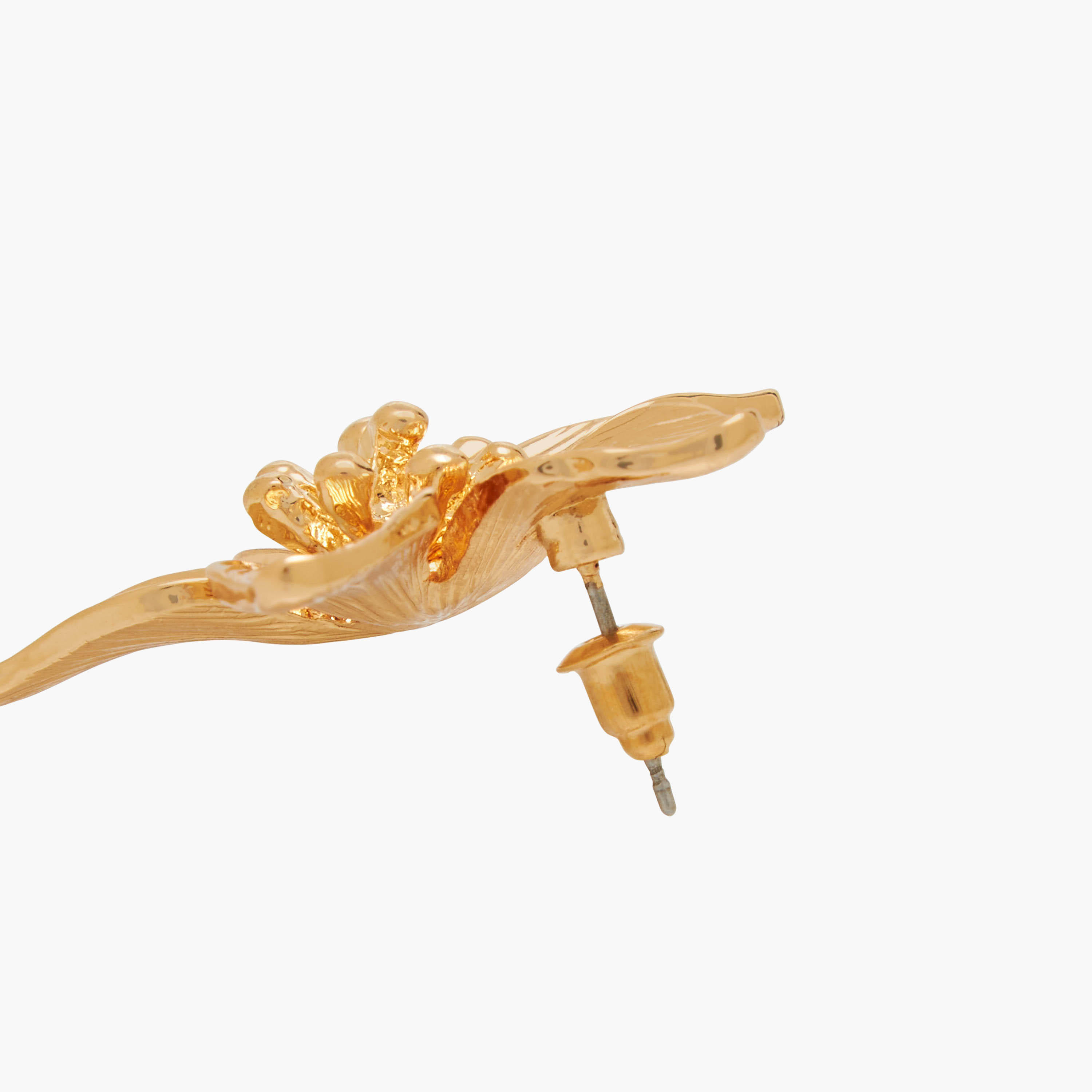 Gold Finish Floral Embellished Earrings with Pushback Closure-women-watchesandjewellery-jewellery-earrings-image-5