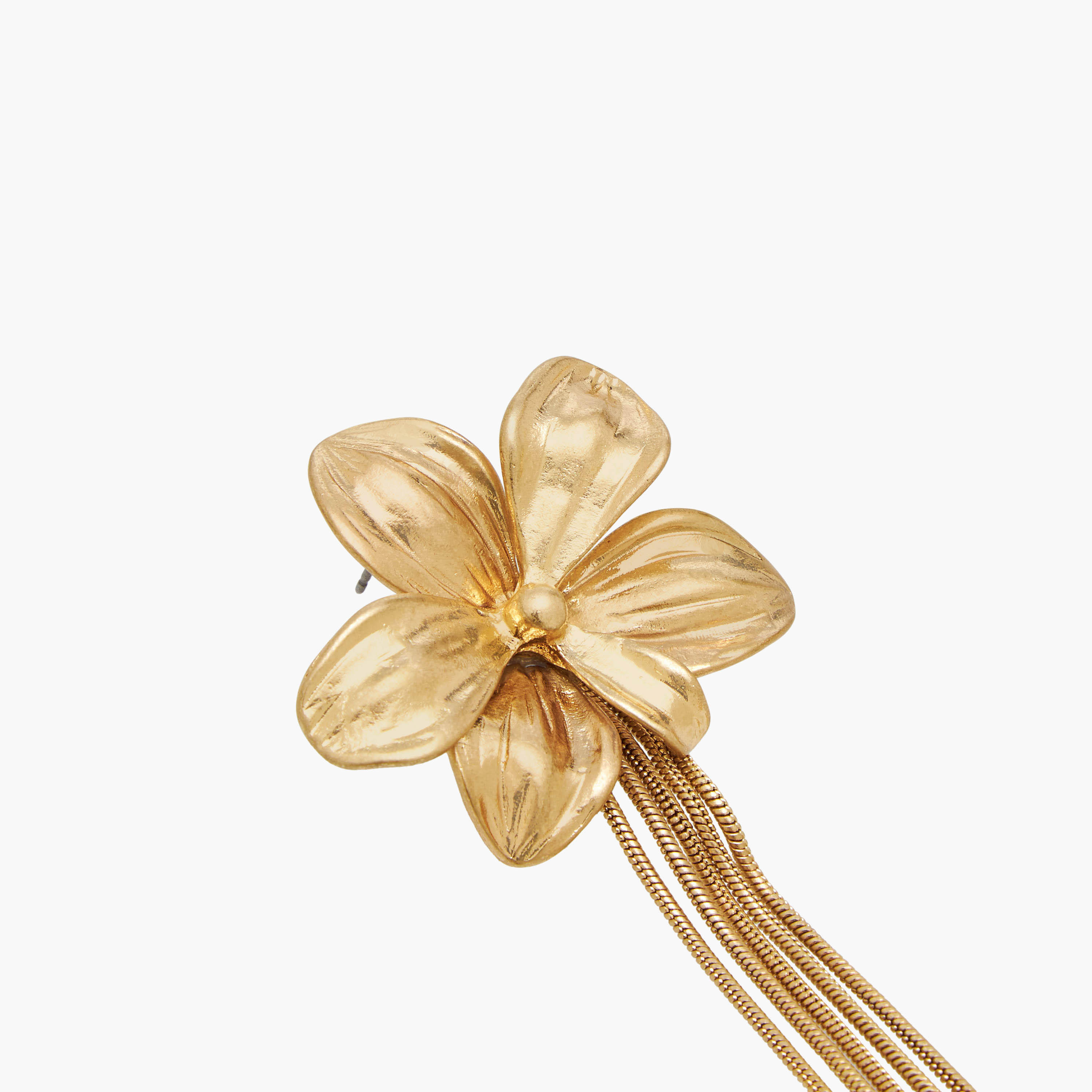 Gold Finish Floral Shaped Tassel Drop Earrings with Pushback Closure-women-watchesandjewellery-jewellery-earrings-image-4