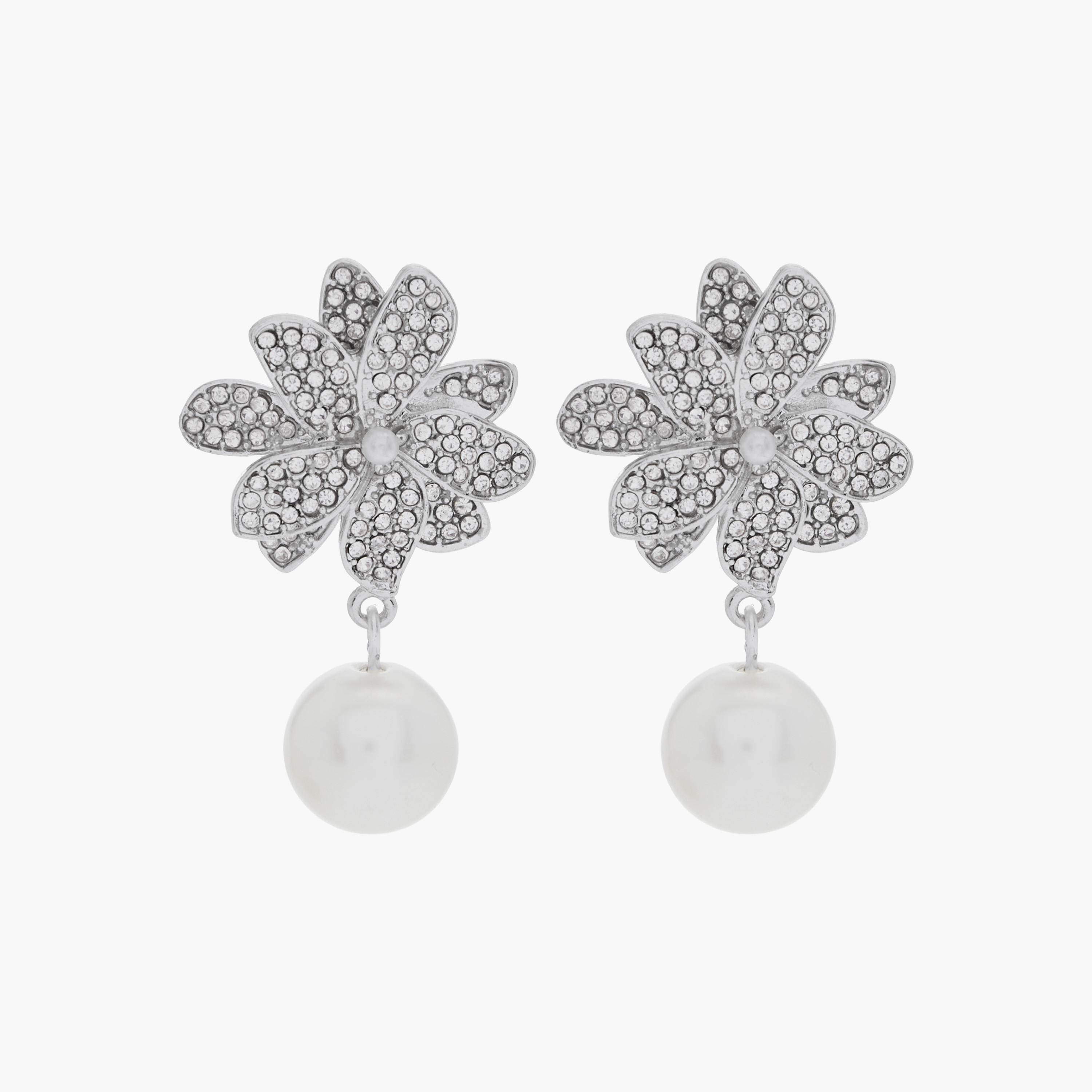 أقراط متدلية بلون فضي وتصميم زهور ومكبس إغلاق خلفي-women-watchesandjewellery-jewellery-earrings-image-5