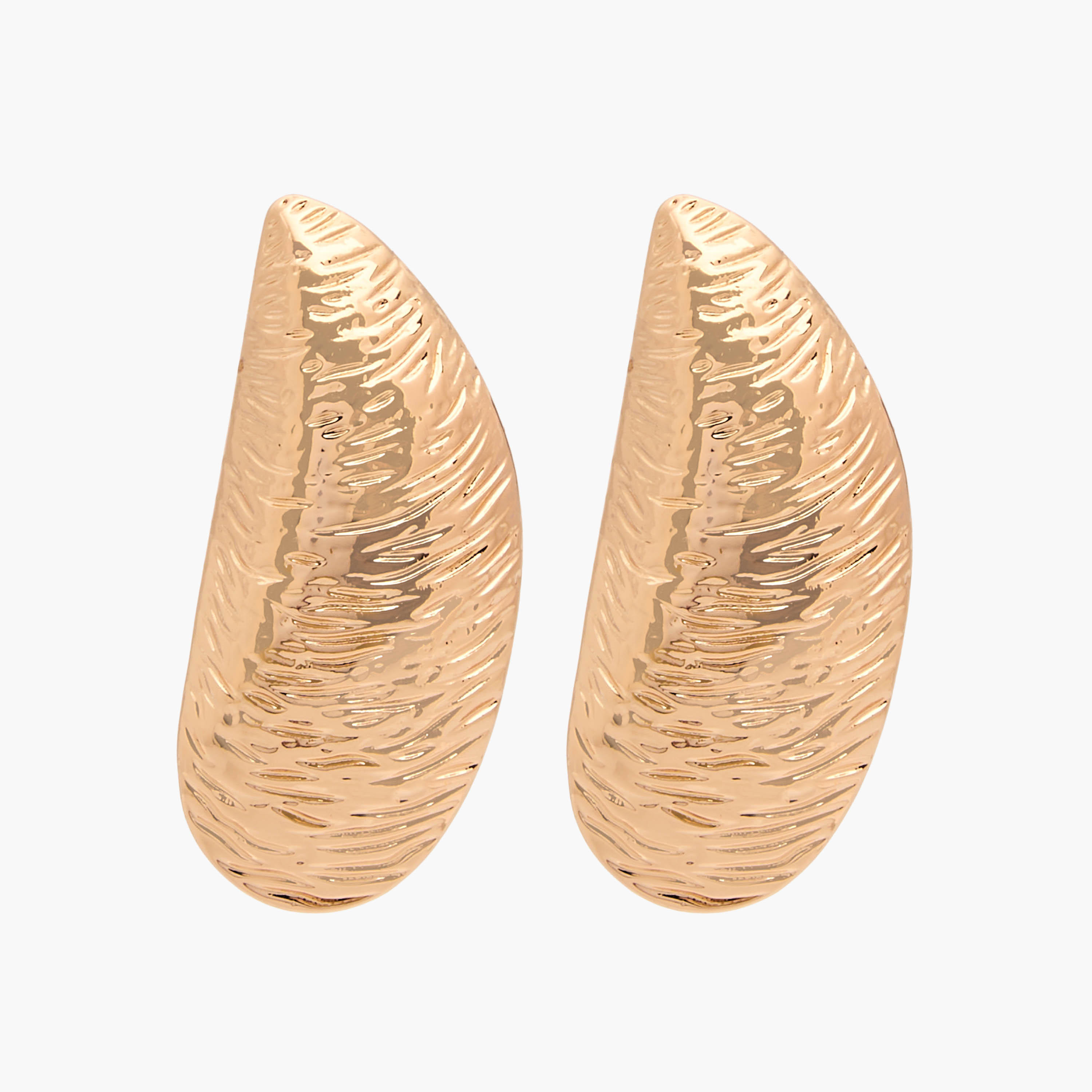 Gold Finish Shell Shaped Stud Earrings with Pushback Closure-women-watchesandjewellery-jewellery-earrings-image-3