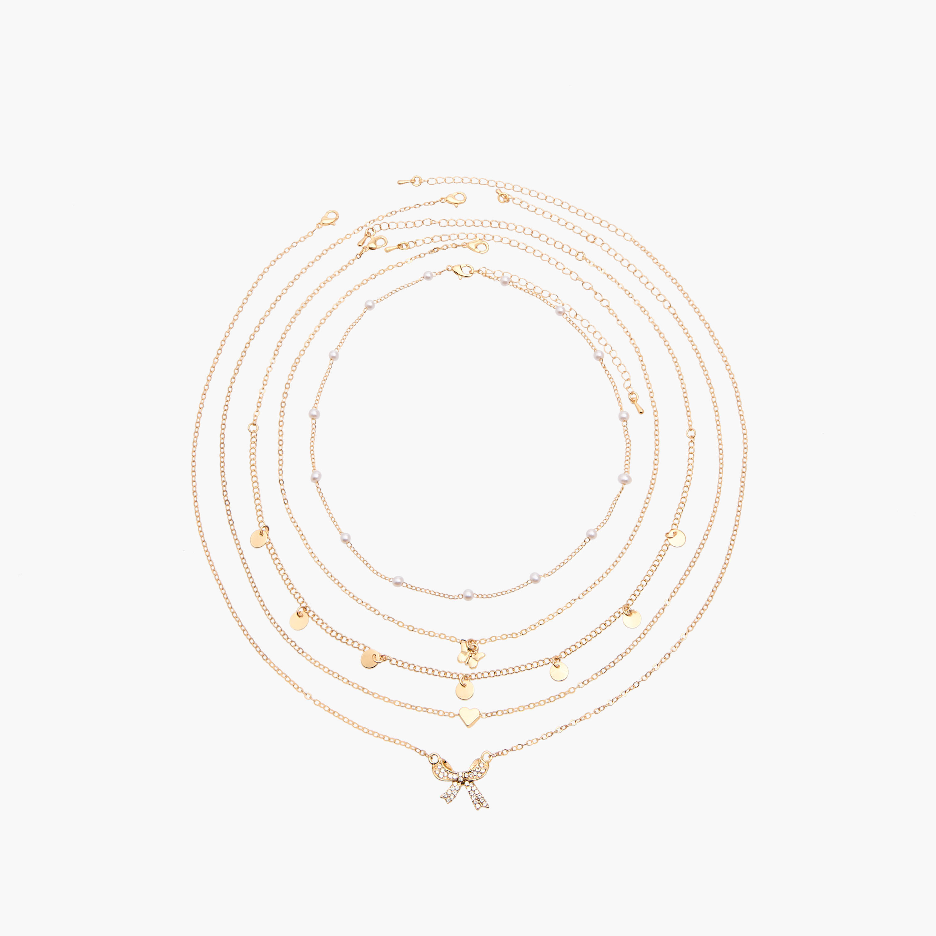 Metal Charm Detail Necklace - Set of 5-women-watchesandjewellery-jewellery-necklacesandpendants-image-1