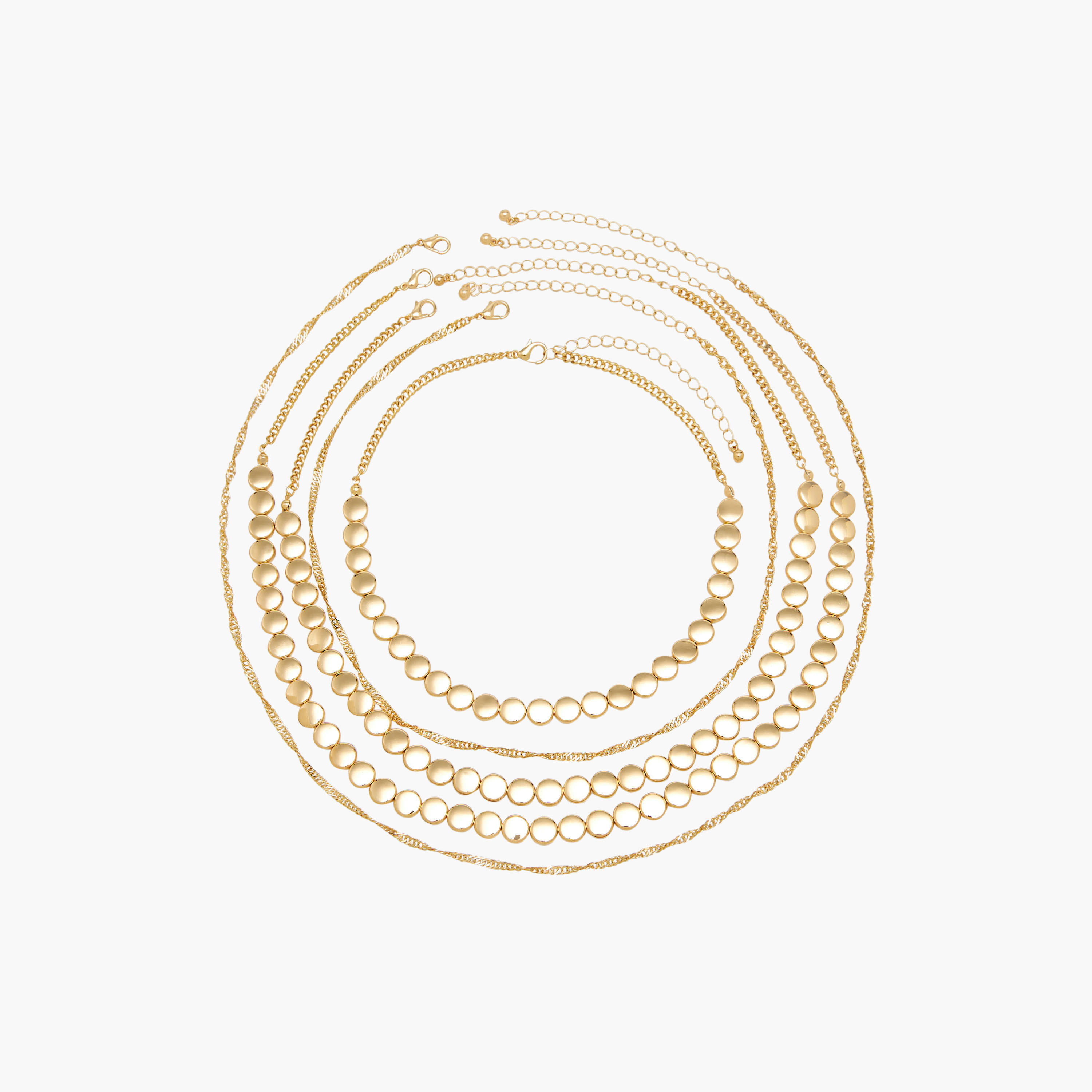 عقد معدن بمشبك إغلاق - طقم من 5 قطع-women-watchesandjewellery-jewellery-necklacesandpendants-image-1