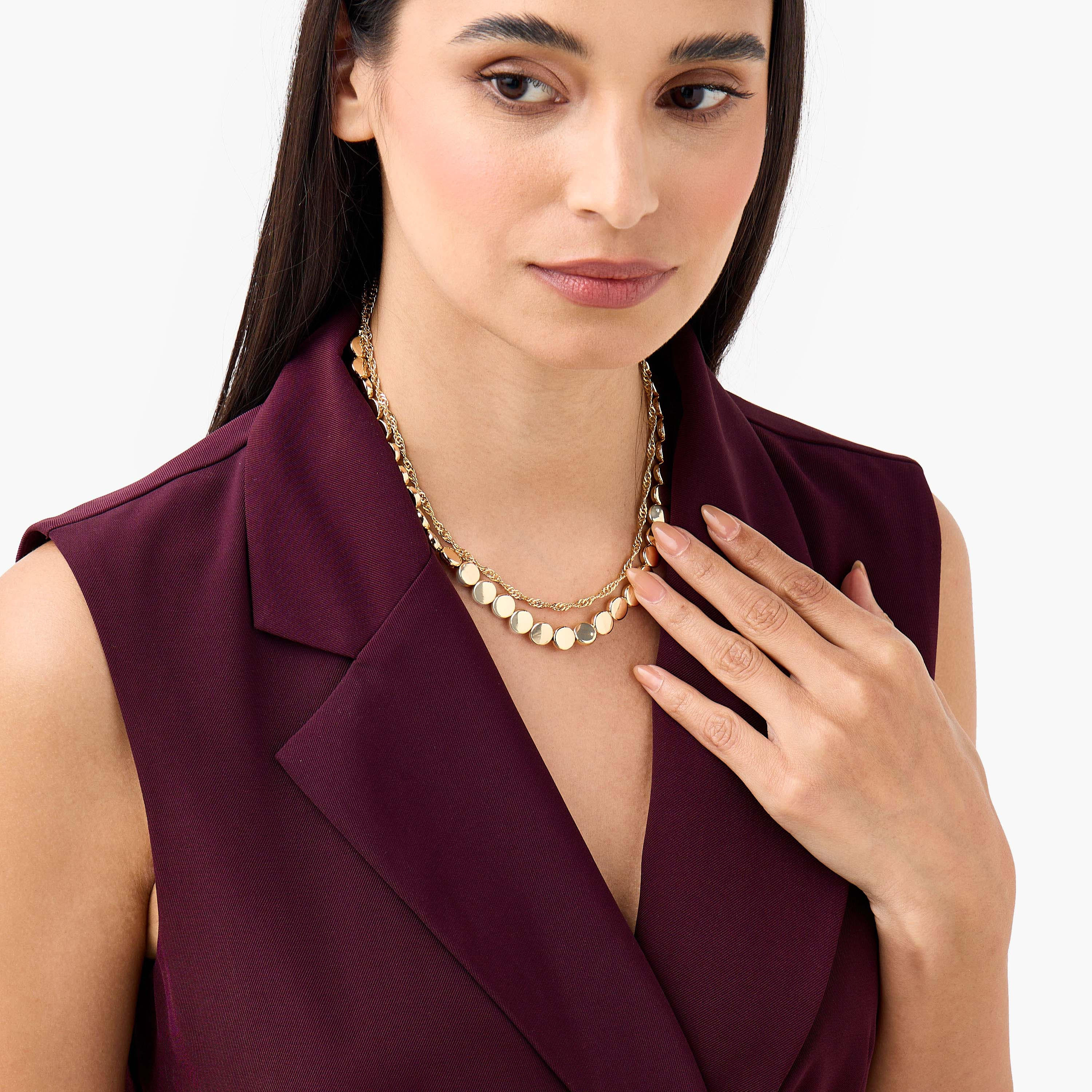 عقد معدن بمشبك إغلاق - طقم من 5 قطع-women-watchesandjewellery-jewellery-necklacesandpendants-image-2