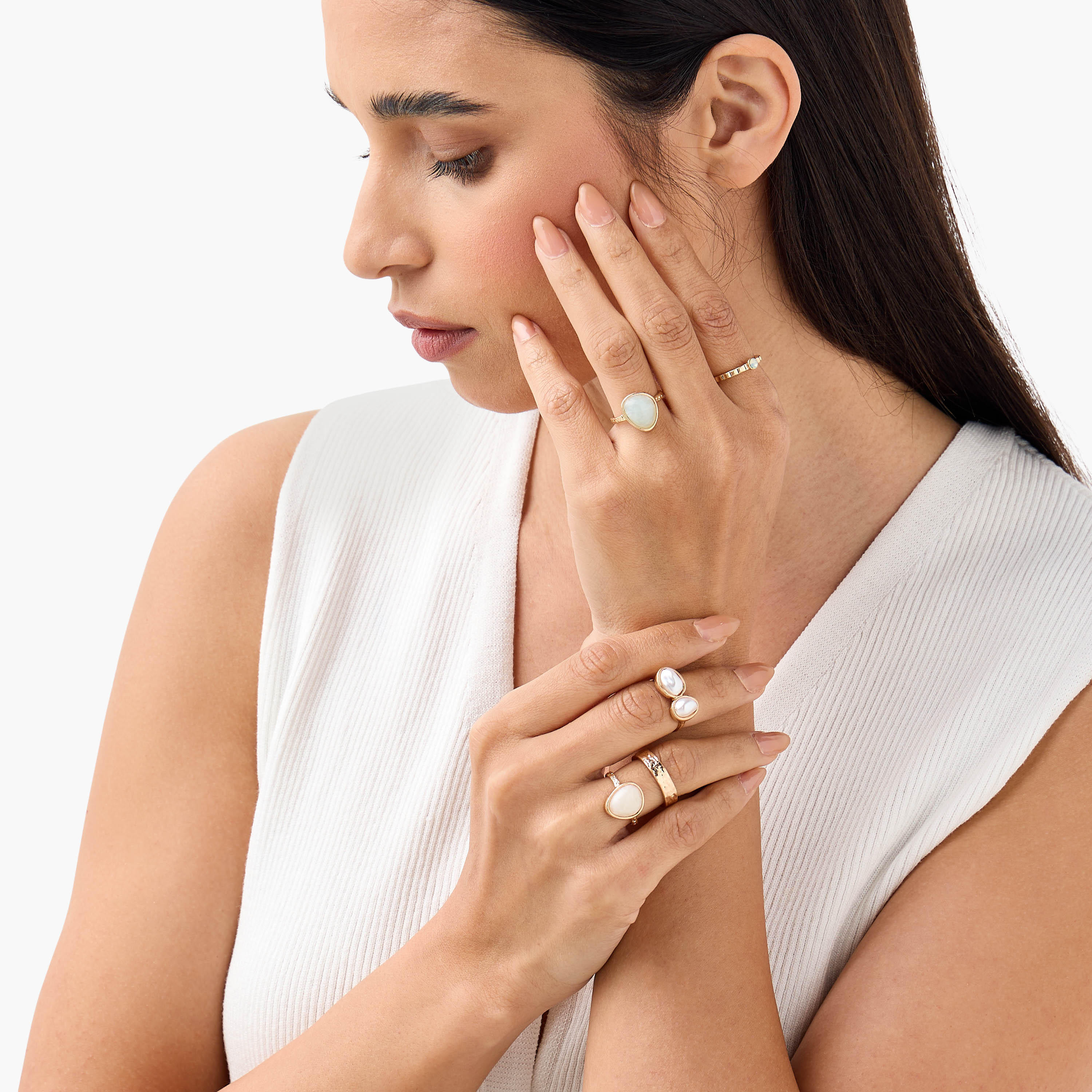 خواتم ميتاليك - طقم من 5 قطع-women-watchesandjewellery-jewellery-rings-image-2