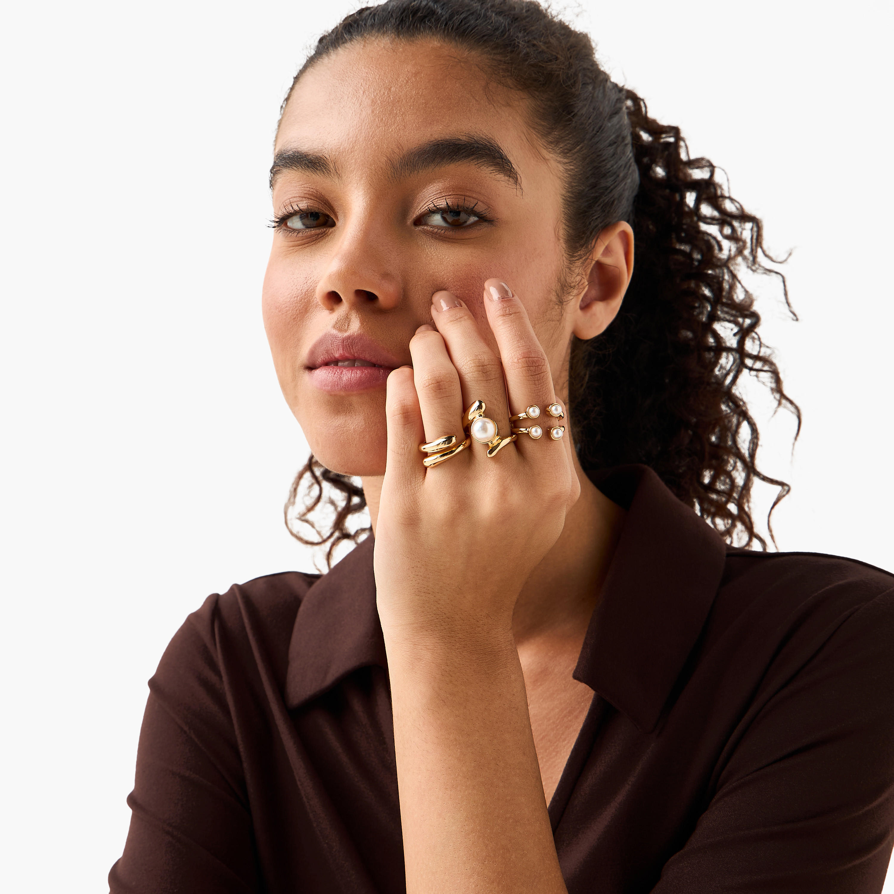 طقم من 6 - خواتم بلون ذهبي وتصميم متنوع-women-watchesandjewellery-jewellery-rings-image-2