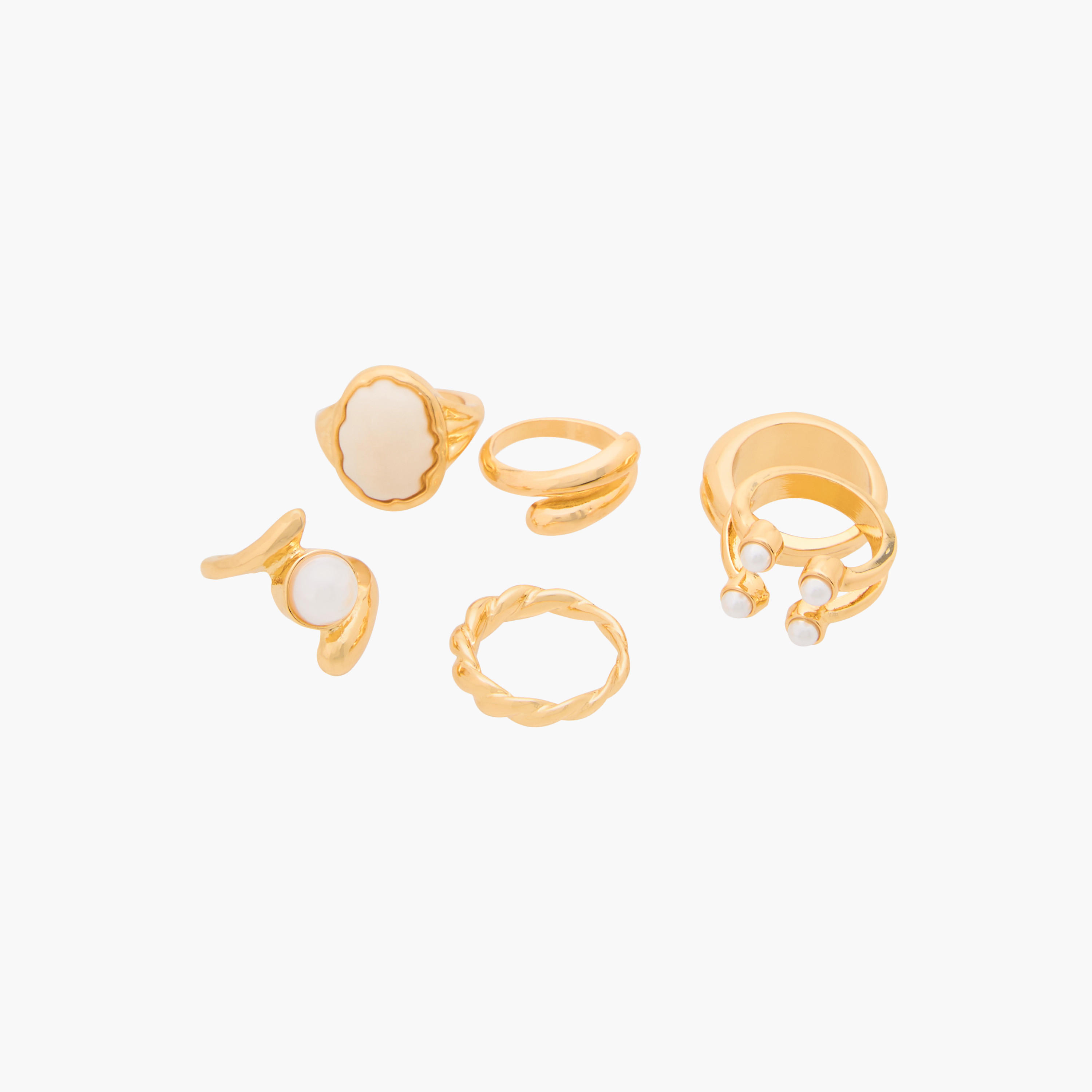 طقم من 6 - خواتم بلون ذهبي وتصميم متنوع-women-watchesandjewellery-jewellery-rings-image-3