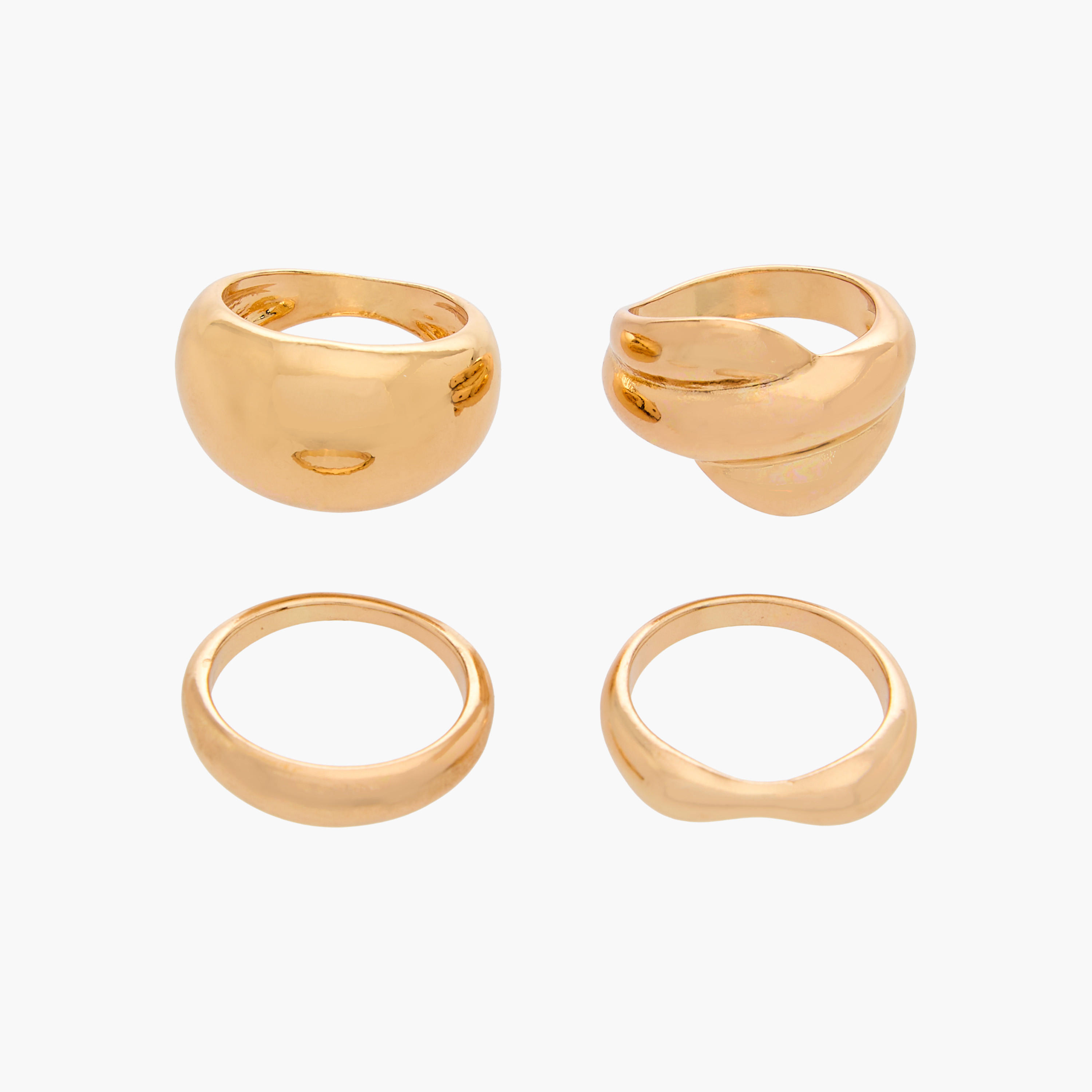 خواتم ذهبية اللون بتصميم عصري - 4 قطع-women-watchesandjewellery-jewellery-rings-image-1