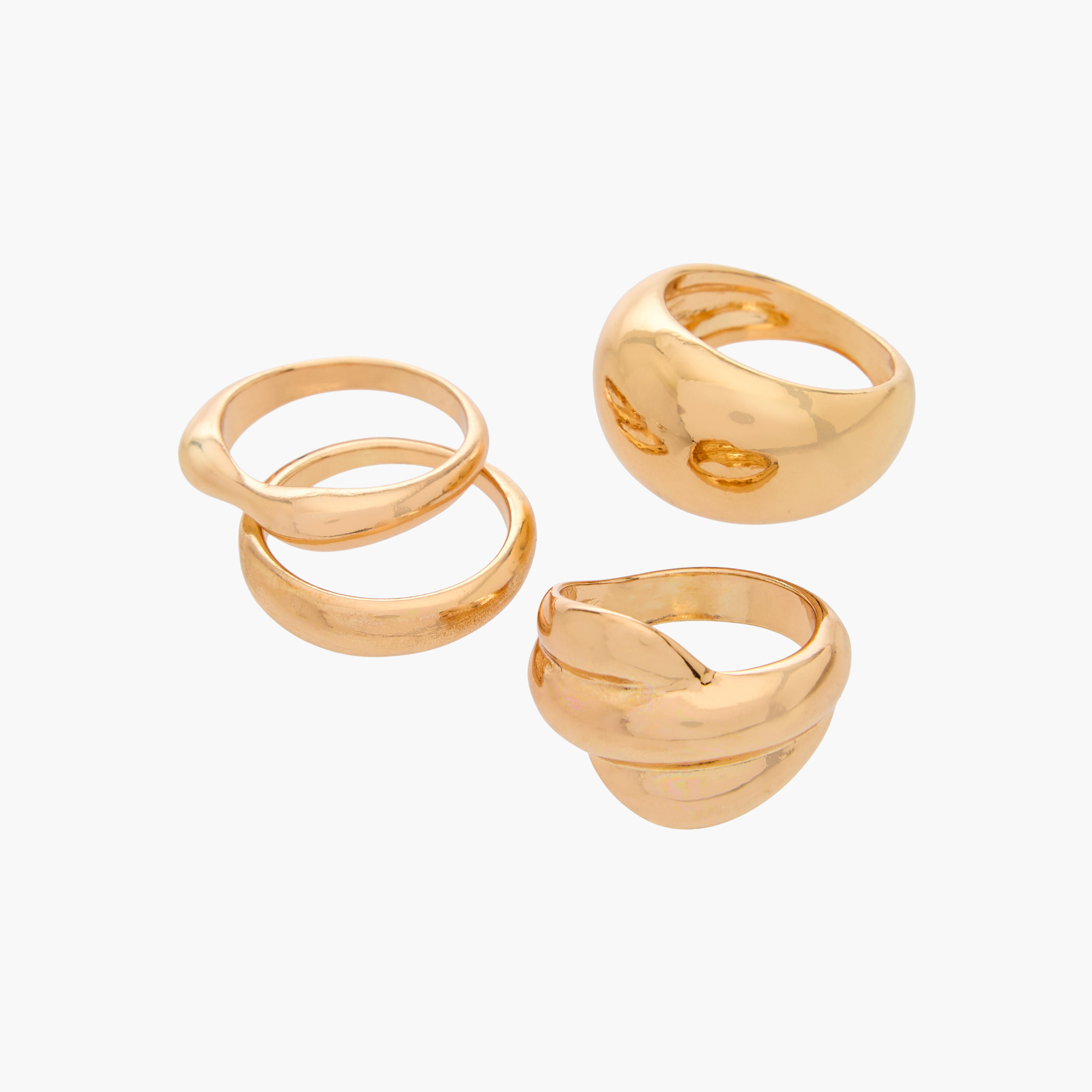 خواتم ذهبية اللون بتصميم عصري - 4 قطع-women-watchesandjewellery-jewellery-rings-image-3