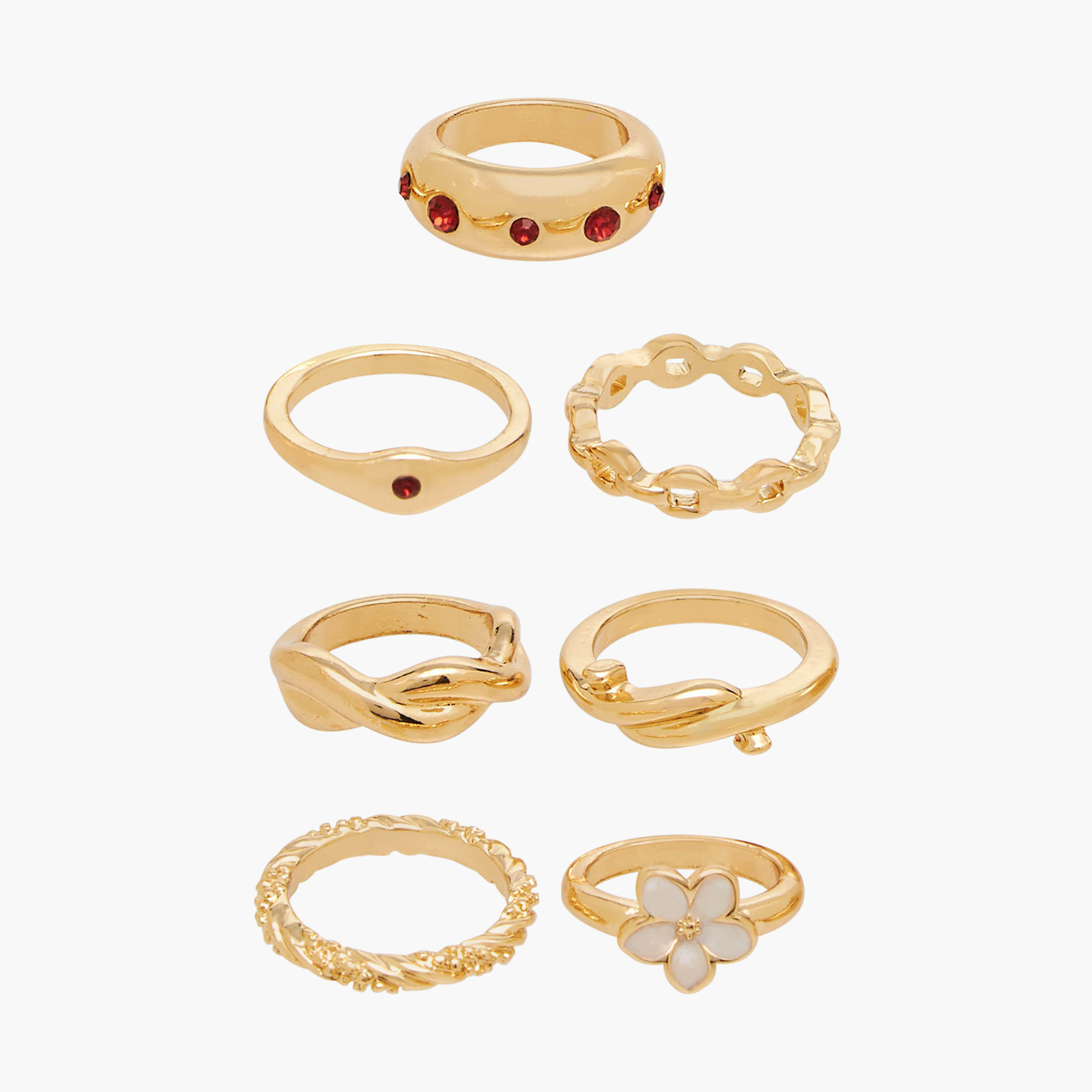 Pack of 7 - Metallic Ring-women-watchesandjewellery-jewellery-rings-image-1