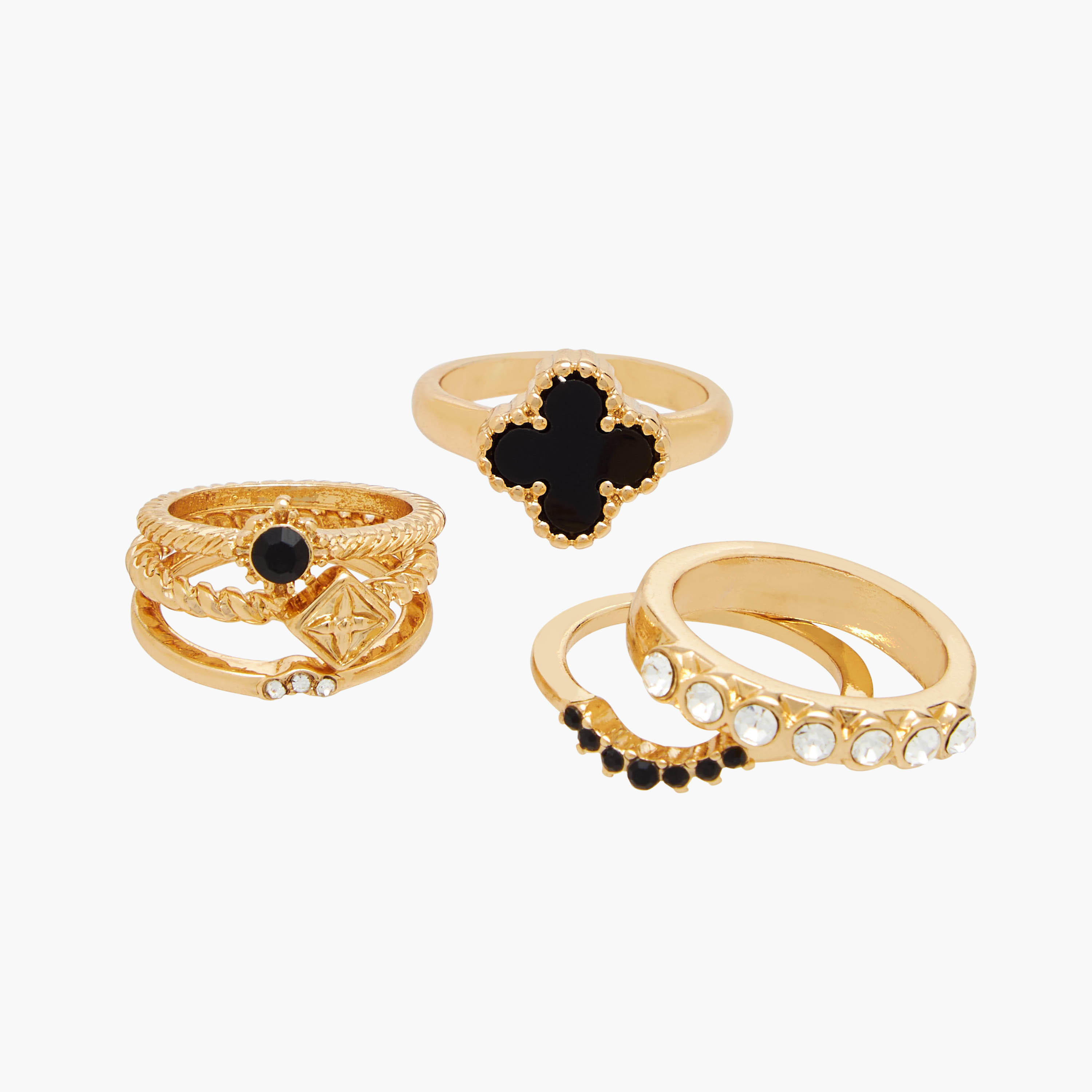 خواتم ميتاليك مزينة - طقم من 6 قطع-women-watchesandjewellery-jewellery-rings-image-2