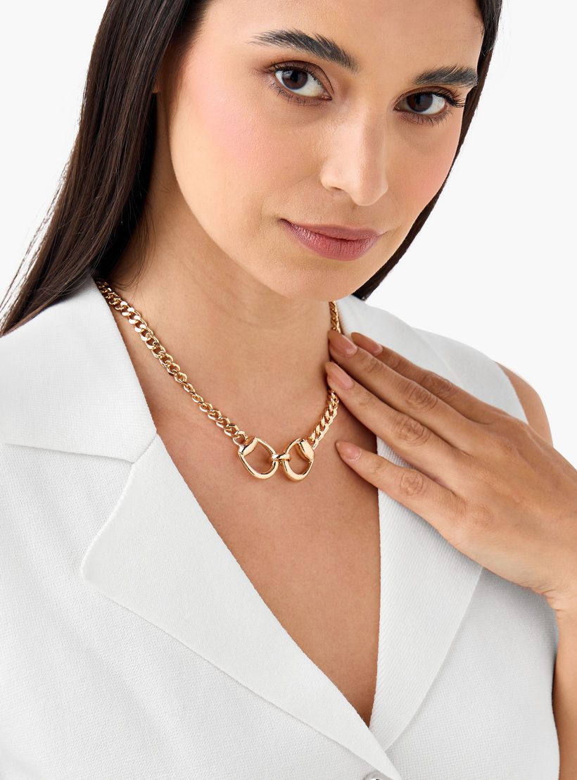 عقد سلسلة معدن بتفاصيل حلية متداخلة-women-watchesandjewellery-jewellery-necklacesandpendants-image-2